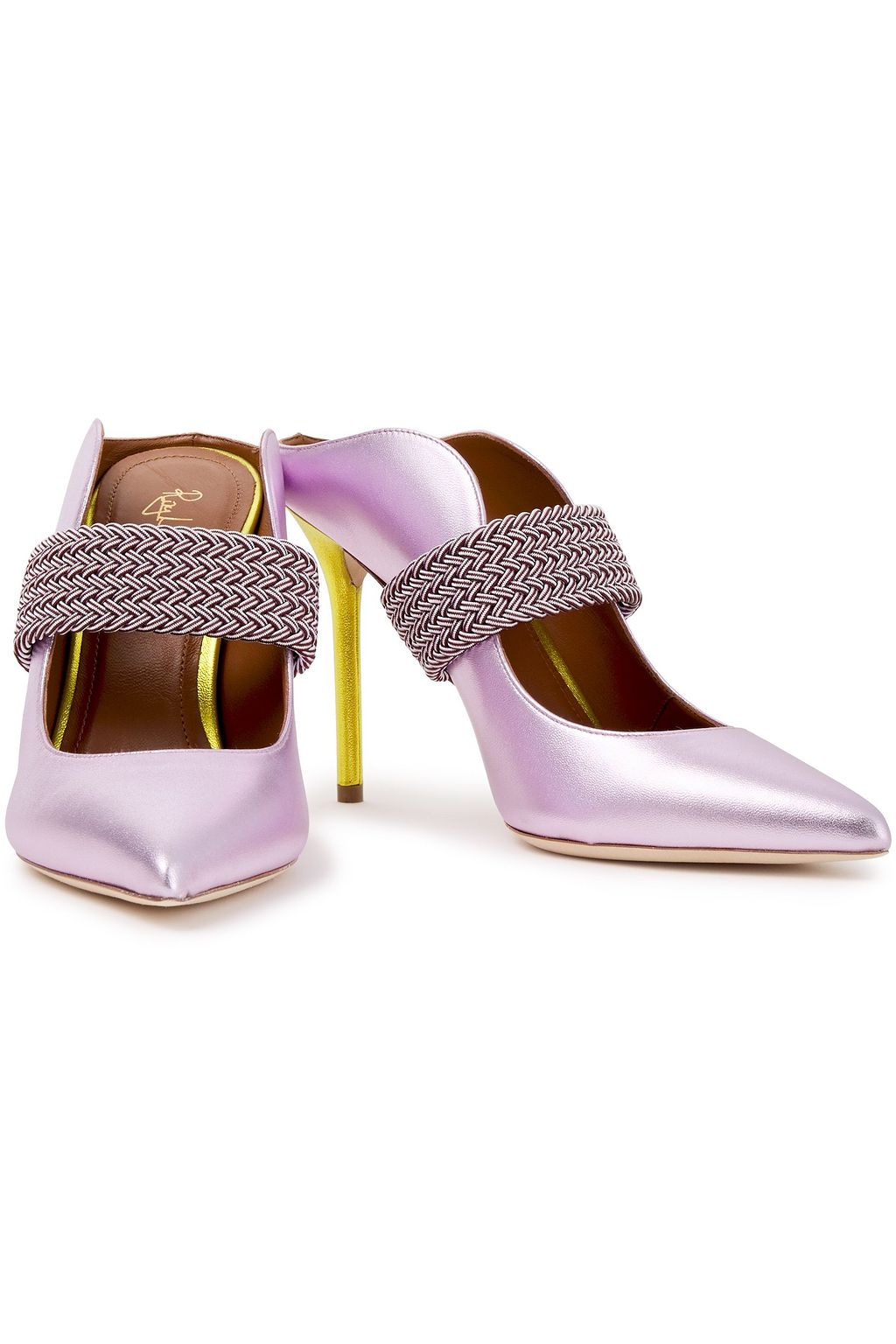 MALONE SOULIERS Mara 100 braided cord and metallic leather mules