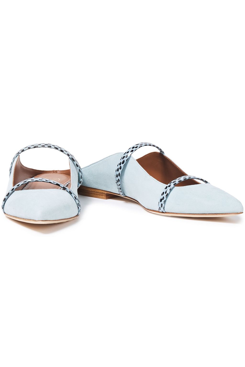 MALONE SOULIERS Maureen polka-dot elaphe-trimmed suede slippers