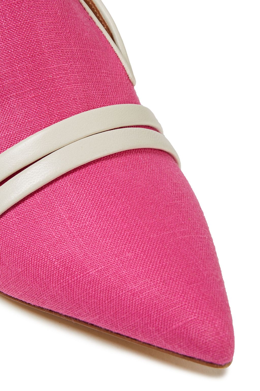 MALONE SOULIERS Hayley leather-trimmed linen mules