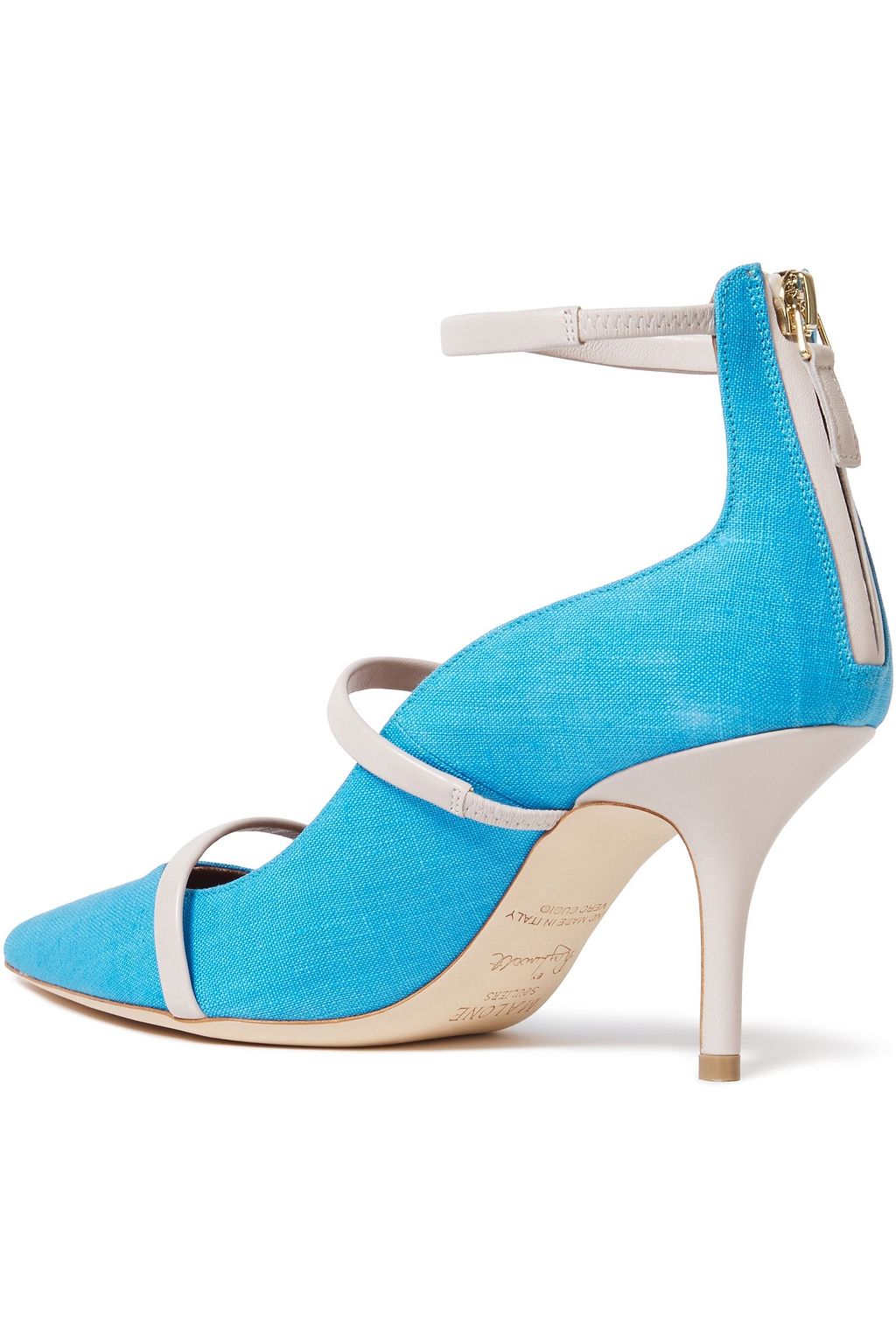 MALONE SOULIERS Robyn leather-trimmed linen pumps