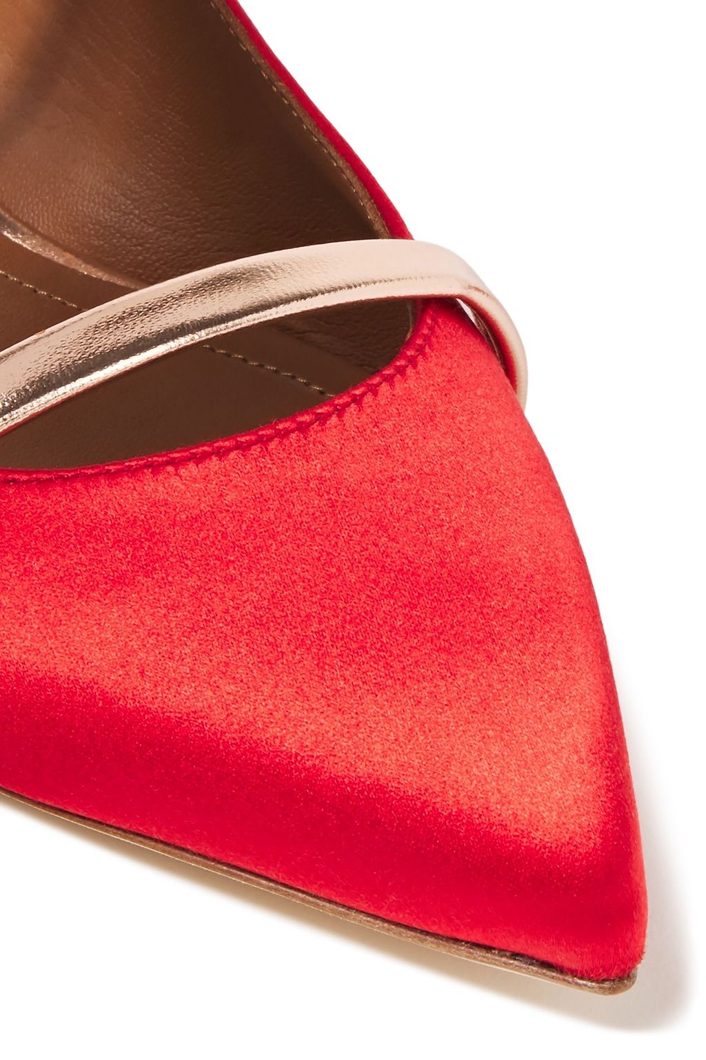 MALONE SOULIERS Maureen metallic leather-trimmed satin mules