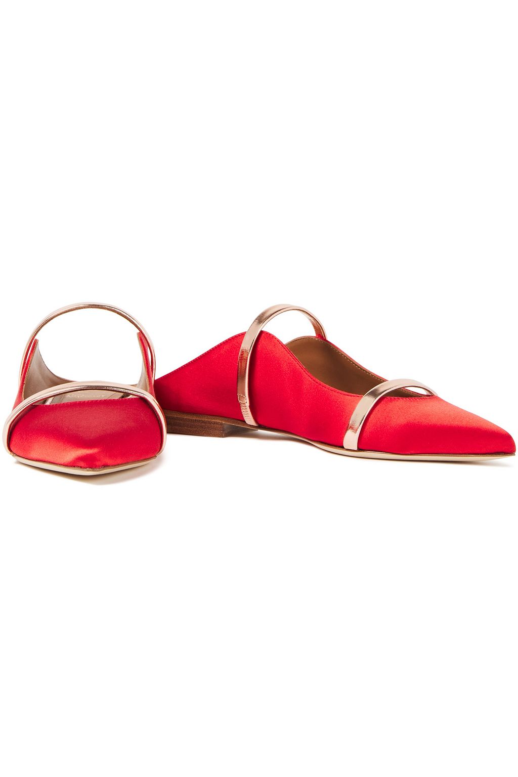 MALONE SOULIERS Maureen metallic leather-trimmed satin mules