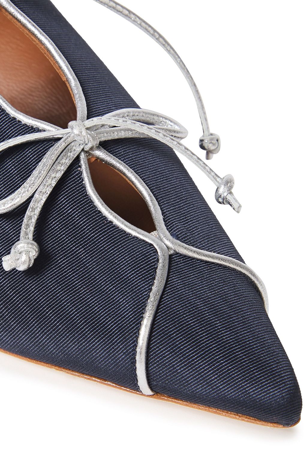 MALONE SOULIERS Vilvin bow-detailed cutout moire slippers