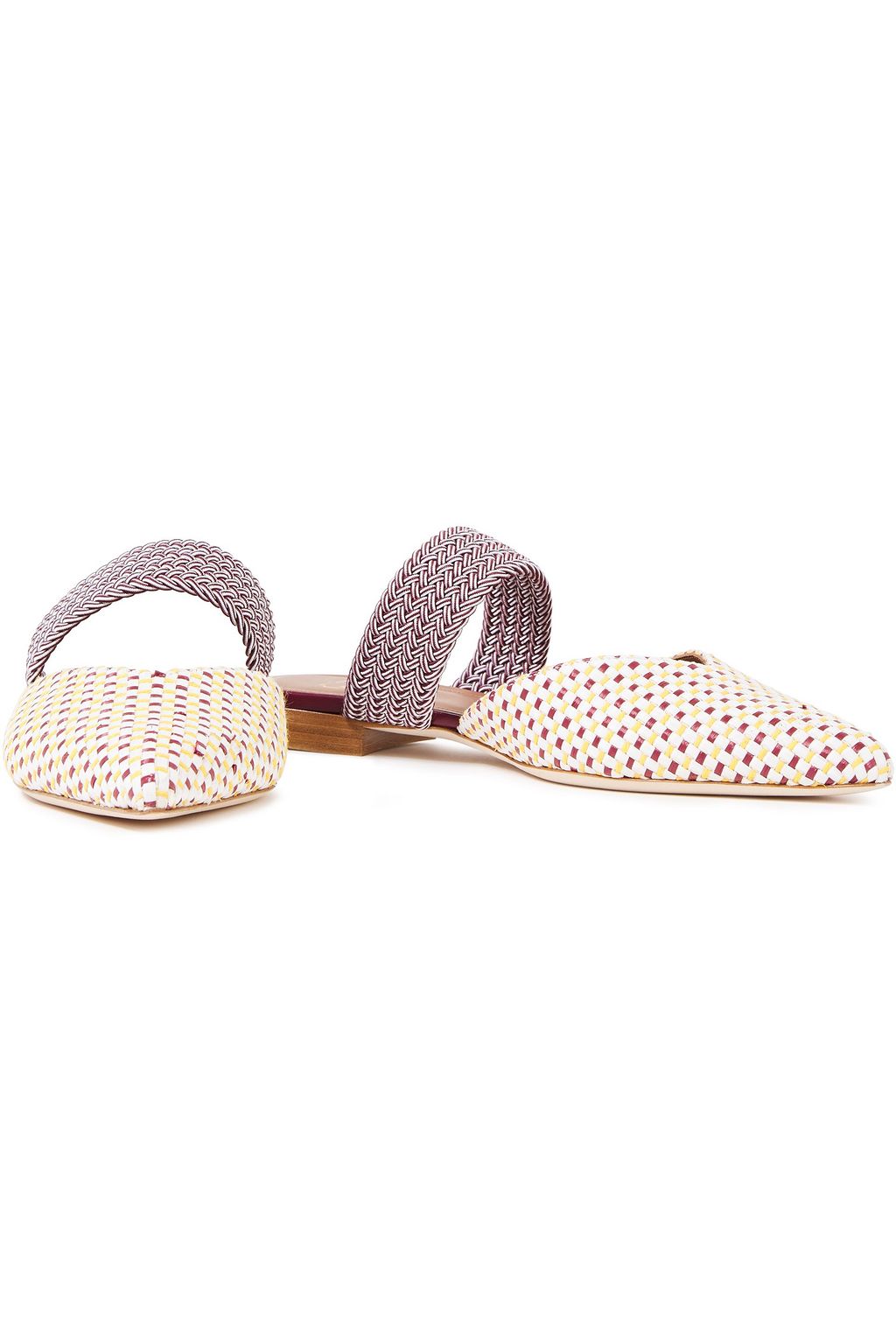 MALONE SOULIERS Maisie 編み上げコードトリム 編み込みラフィア ミュール