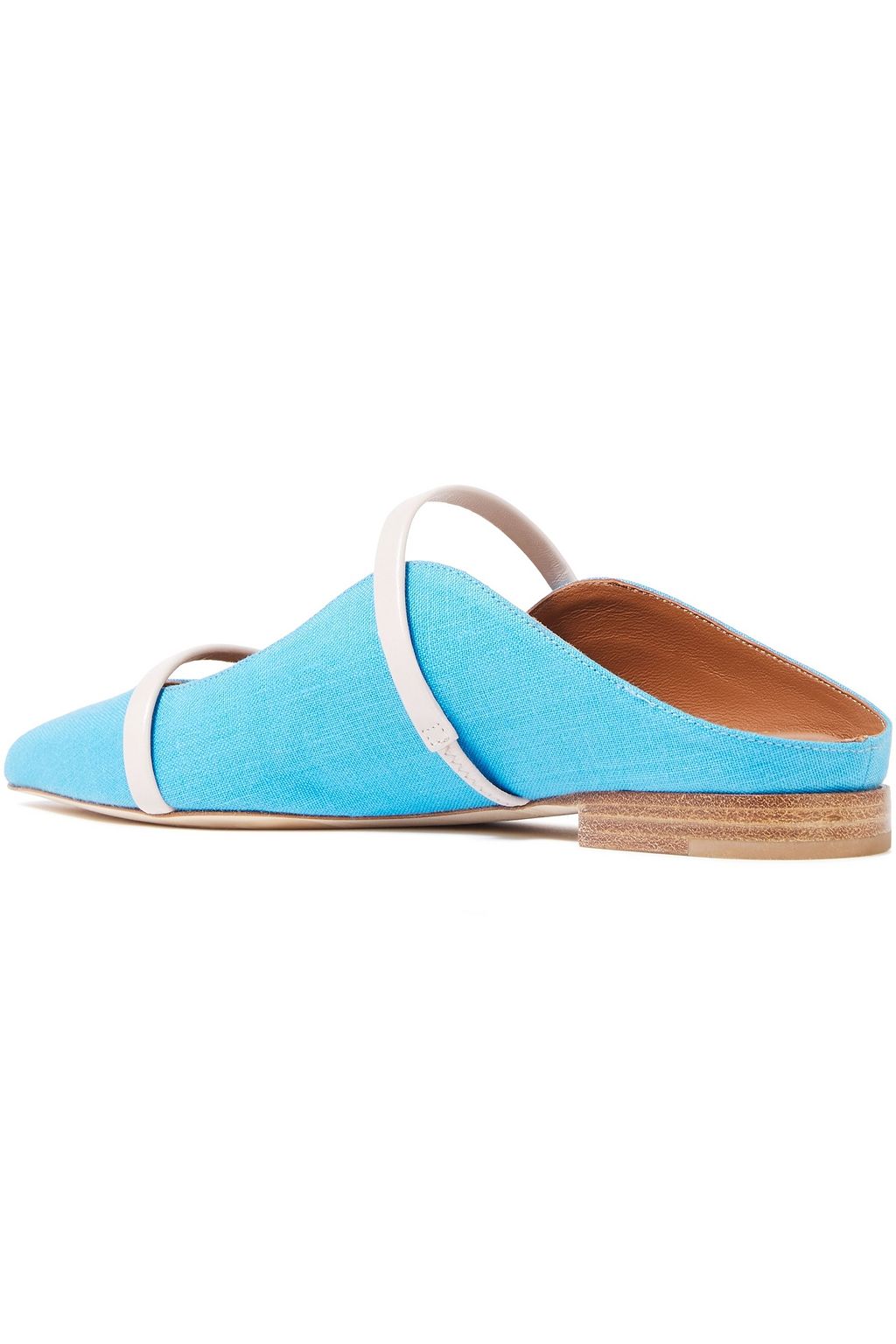 MALONE SOULIERS Maureen leather-trimmed linen mules