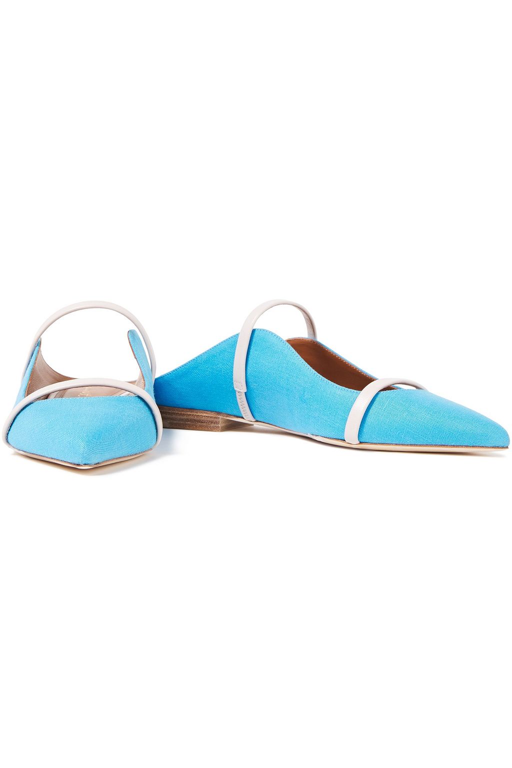 MALONE SOULIERS Maureen leather-trimmed linen mules