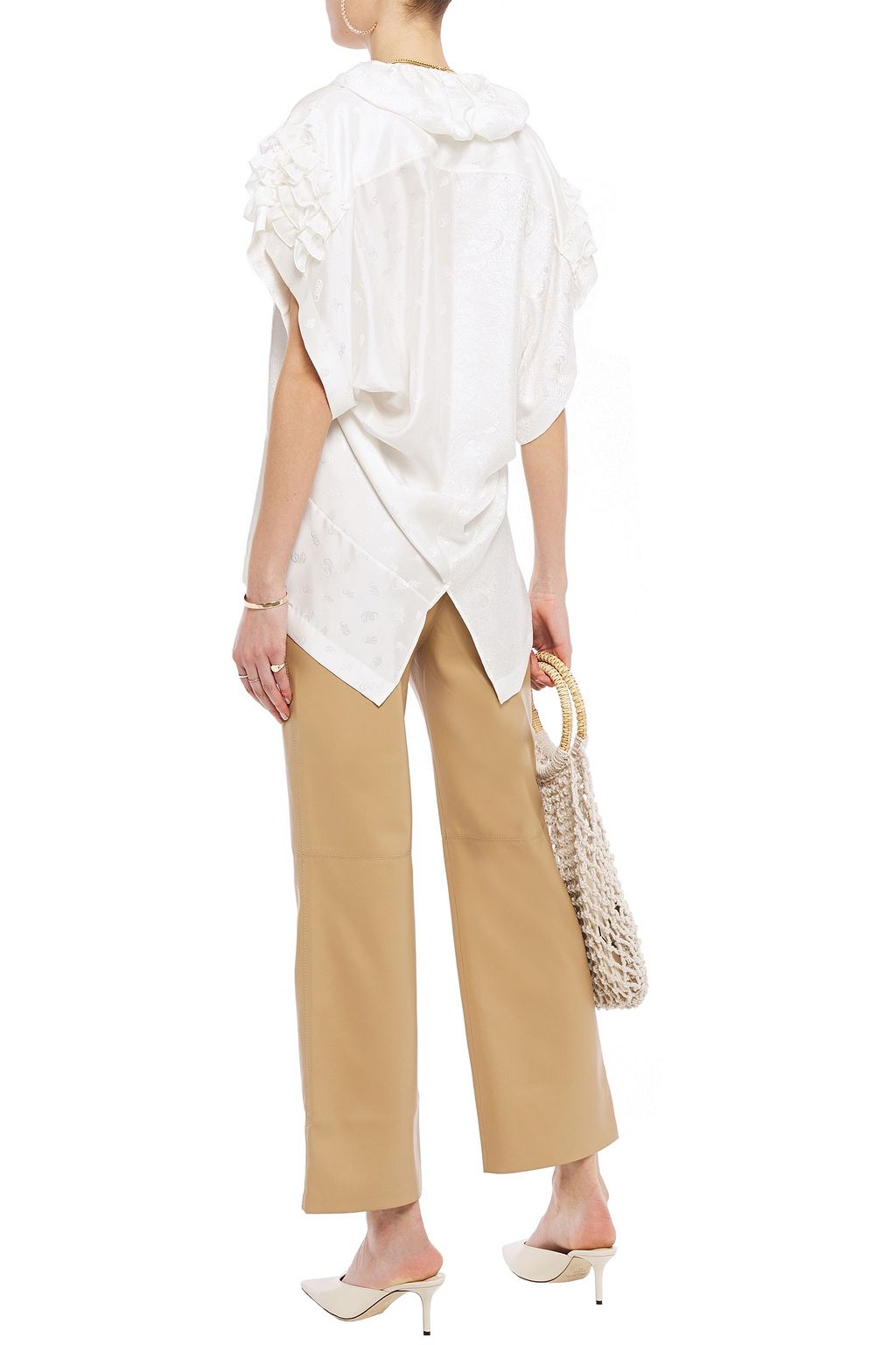 CHLOÉ Ruffled silk-satin jacquard top