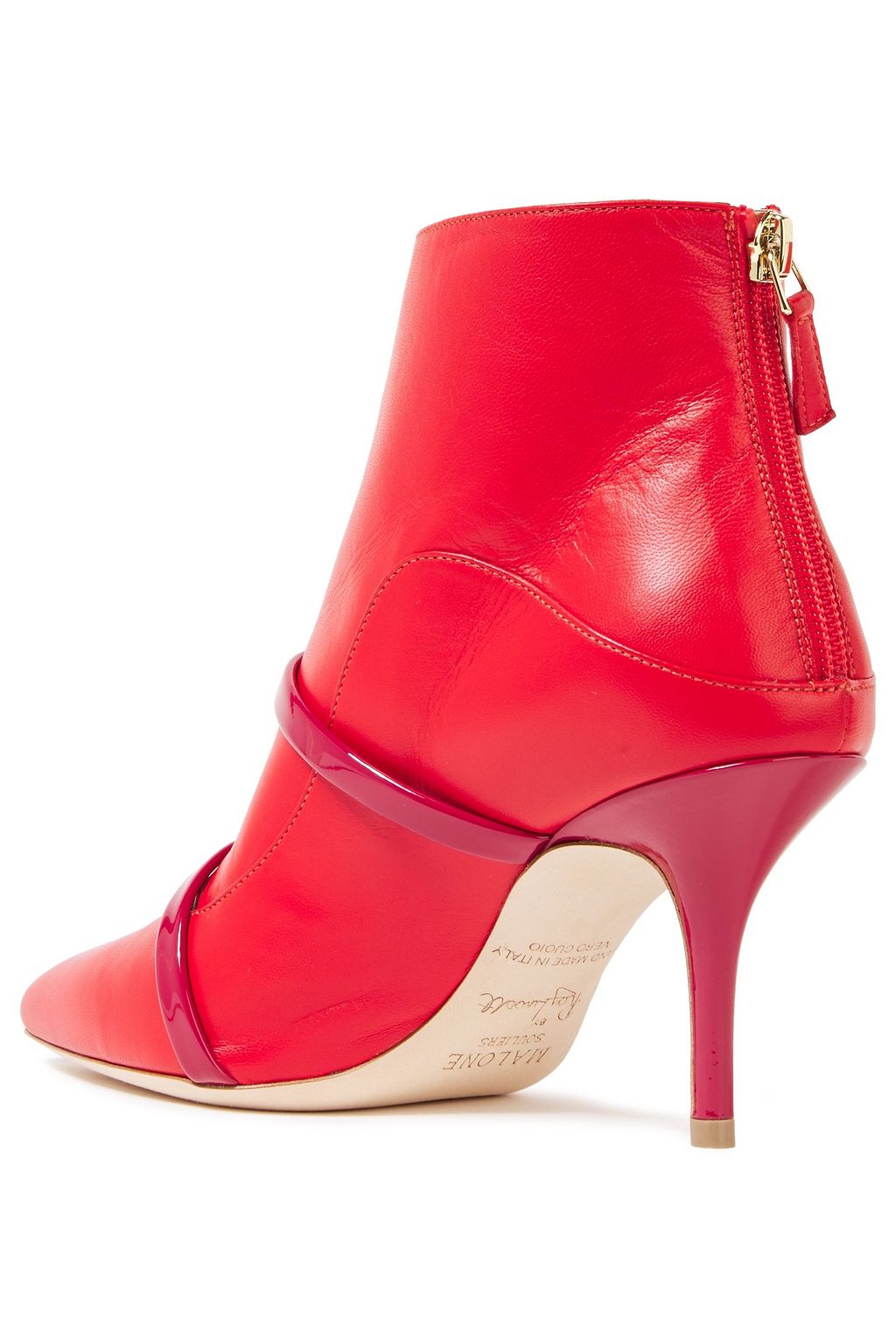 MALONE SOULIERS Madison 70 textured and patent-leather ankle boots