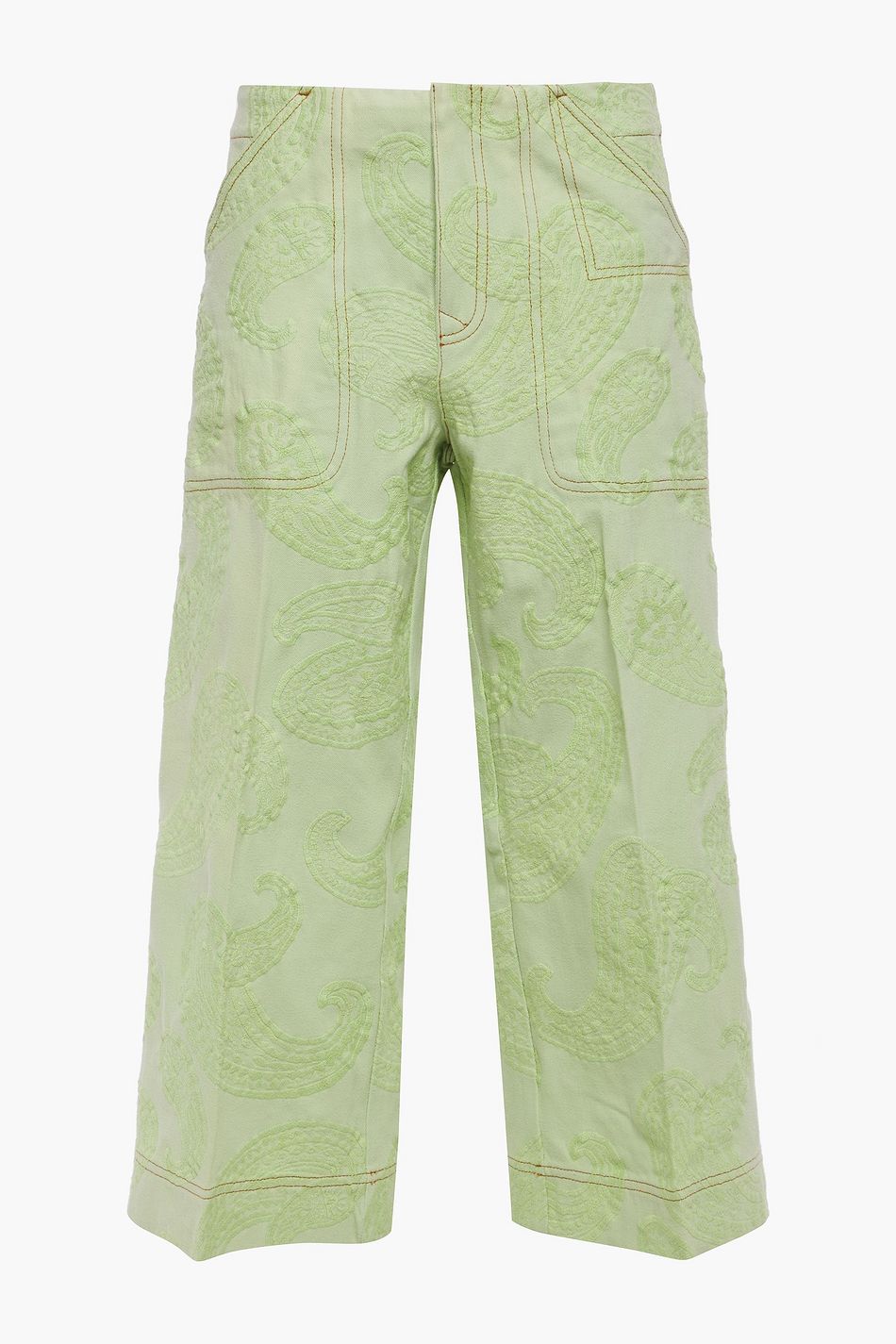 green wide leg jeans