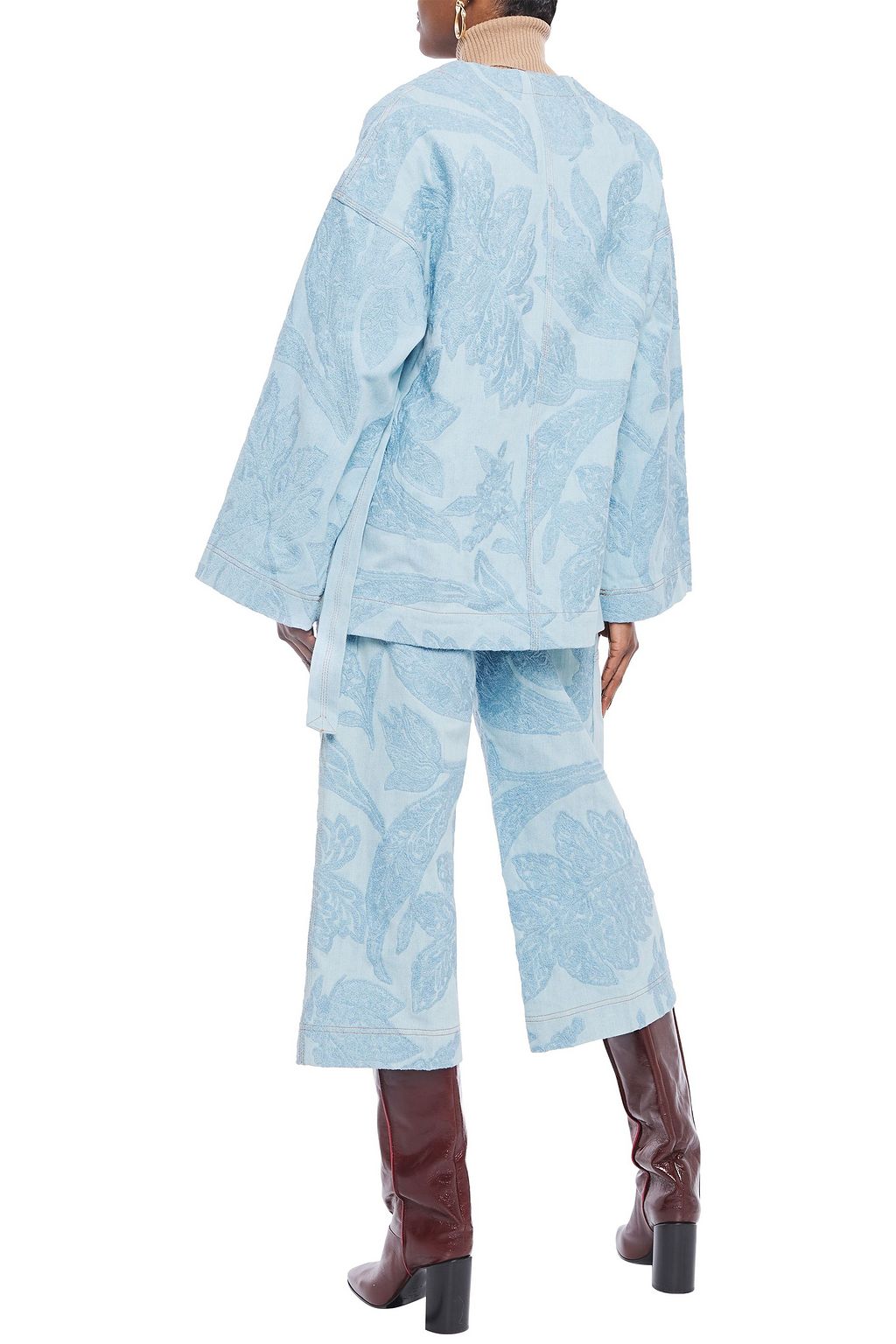 ACNE STUDIOS Texel cropped embroidered denim wide-leg pants
