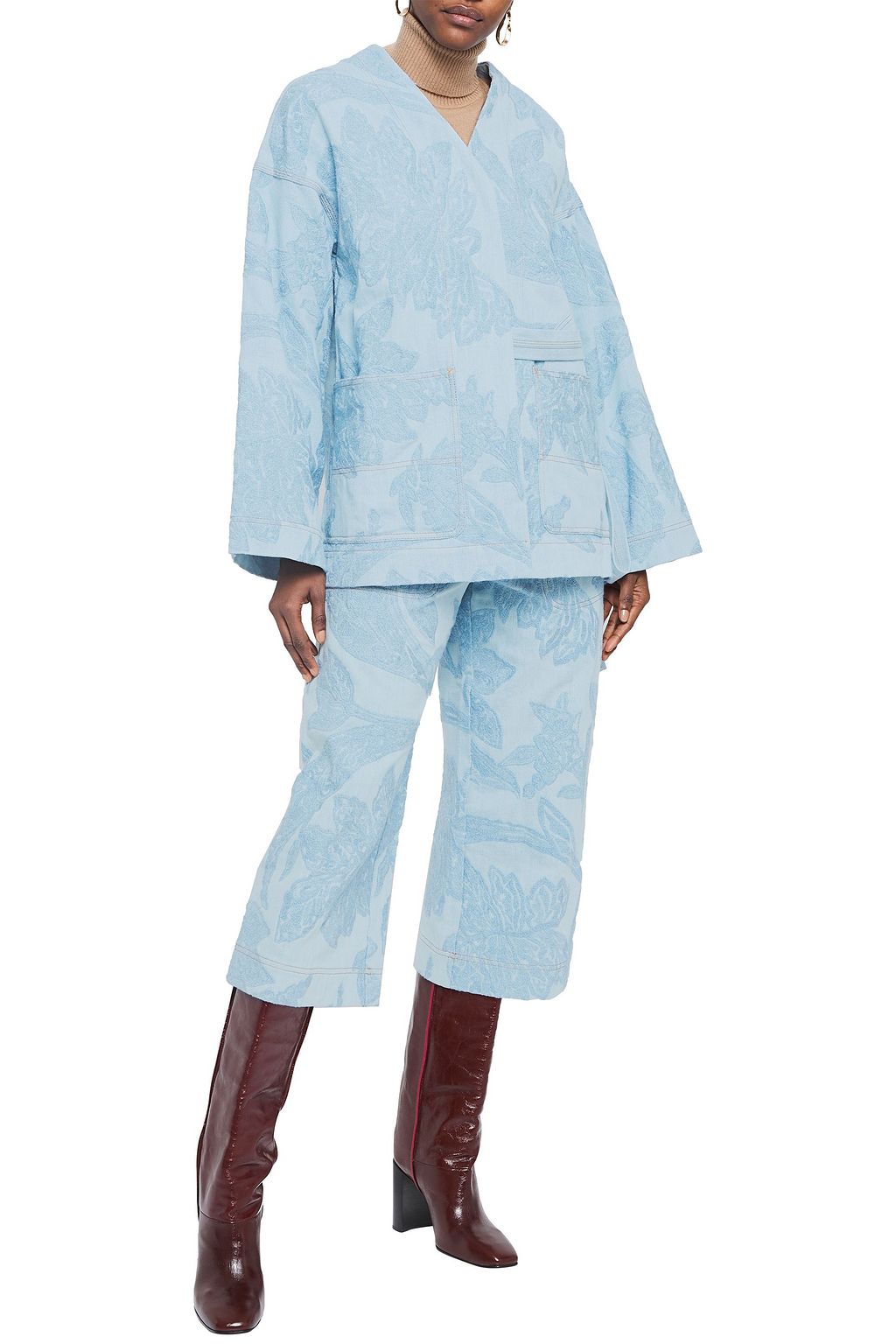 ACNE STUDIOS Texel cropped embroidered denim wide-leg pants