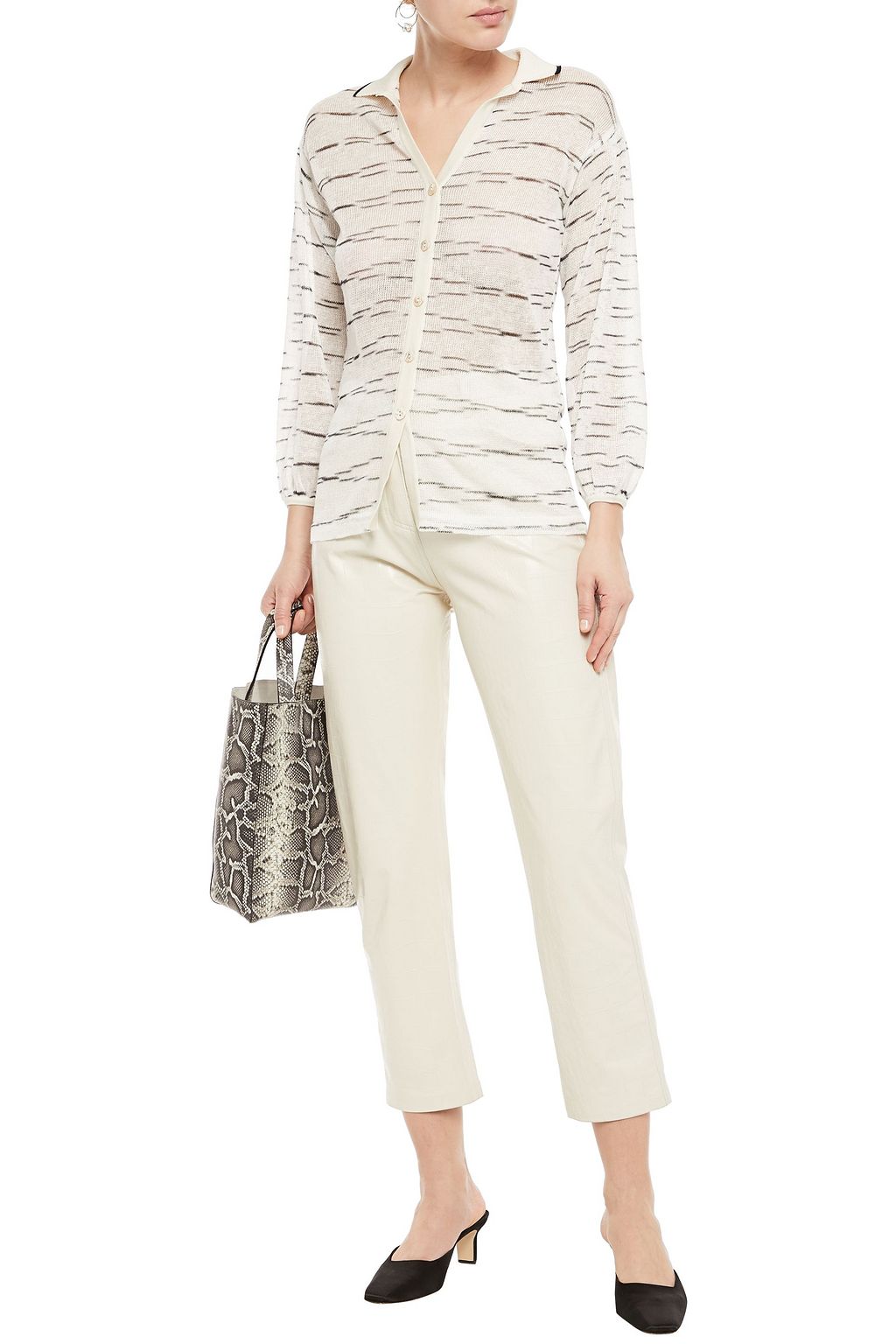 MISSONI Crochet-knit linen and cotton-blend shirt