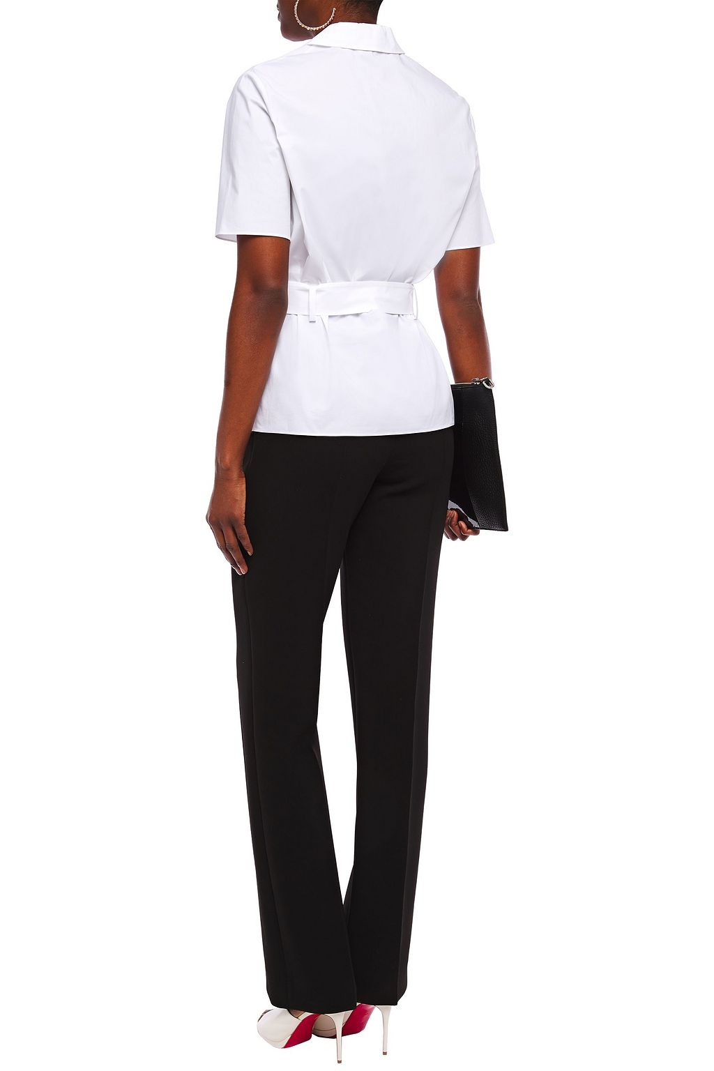 LANVIN Tie-front stretch cotton-poplin shirt