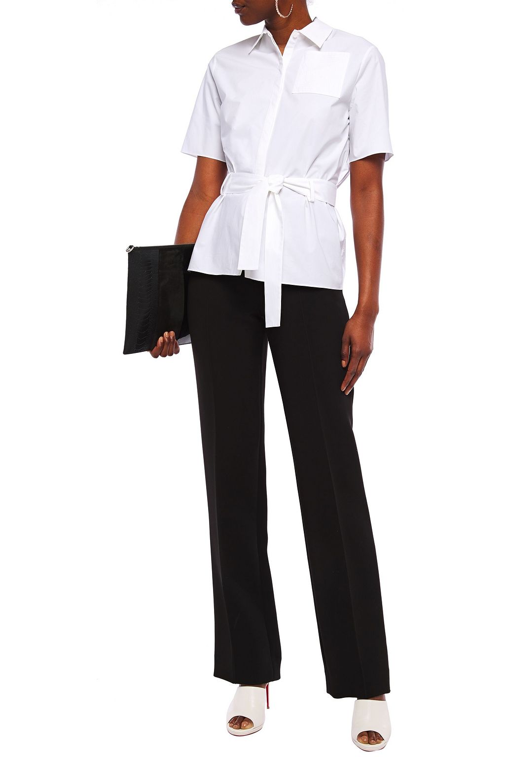LANVIN Tie-front stretch cotton-poplin shirt