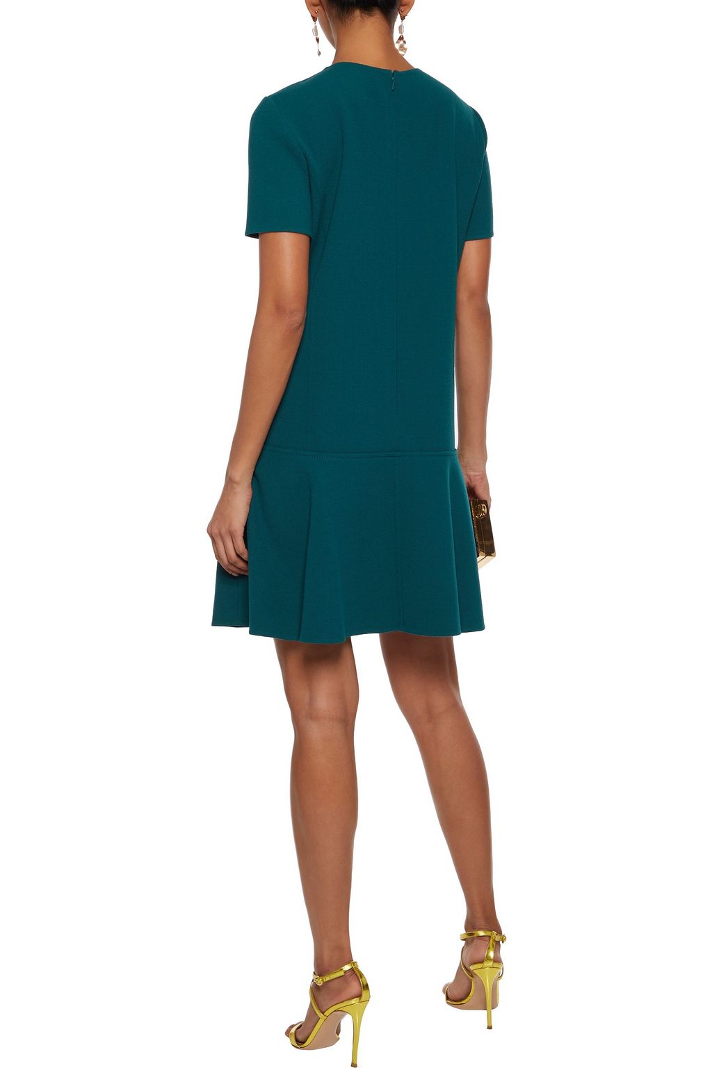 OSCAR DE LA RENTA Fluted stretch-wool crepe mini dress