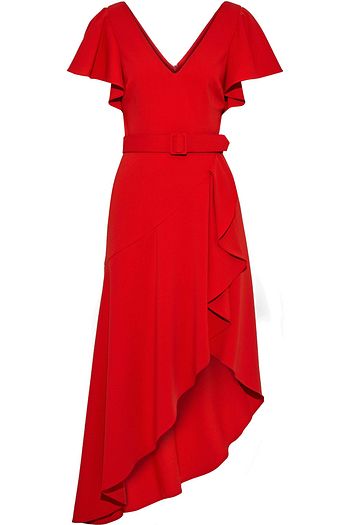 badgley mischka asymmetrical ruffle gown