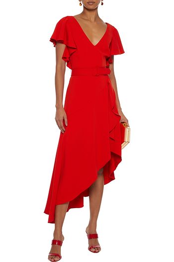 badgley mischka asymmetrical ruffle gown
