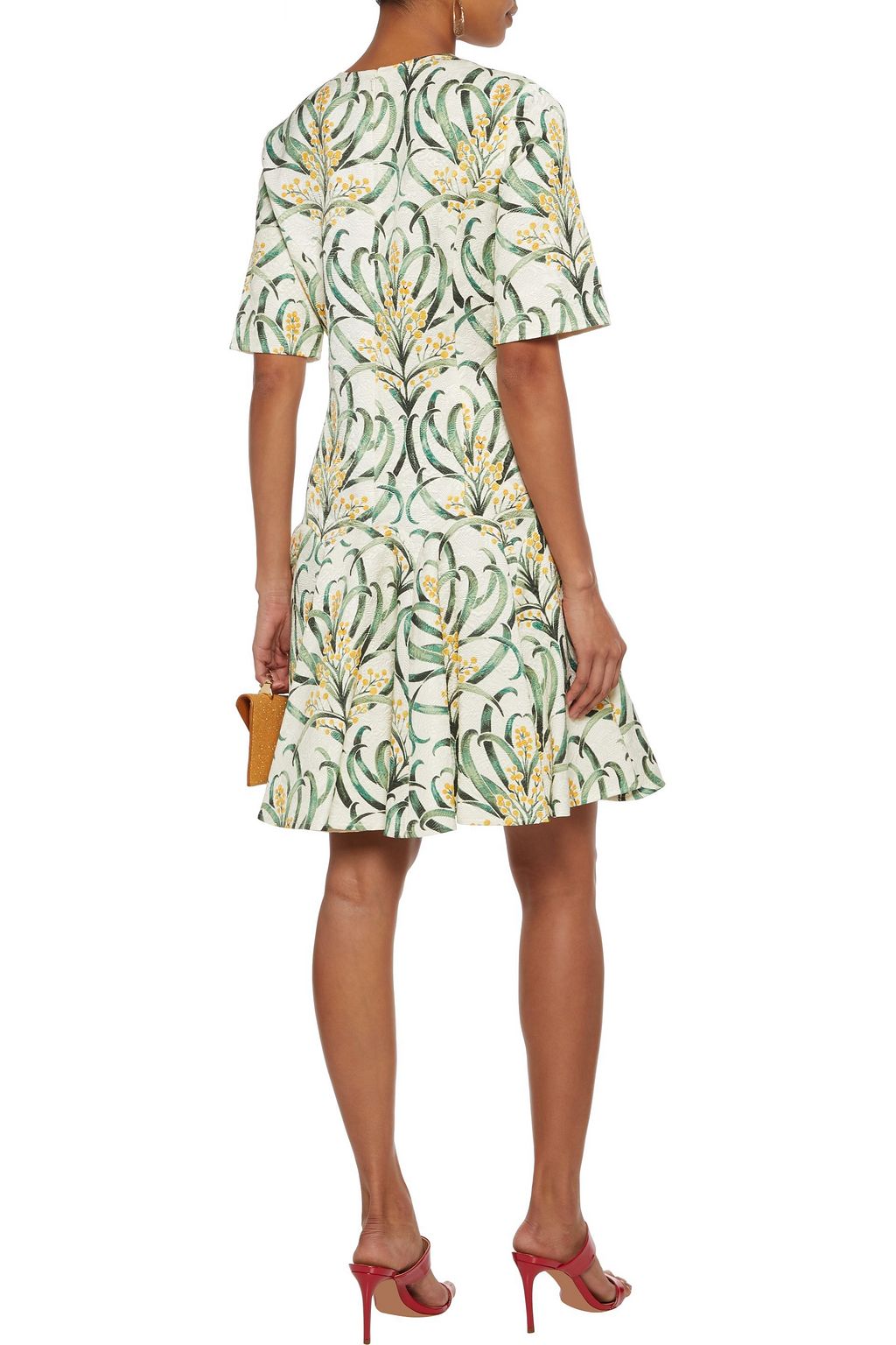 OSCAR DE LA RENTA Flared printed jacquard mini dress