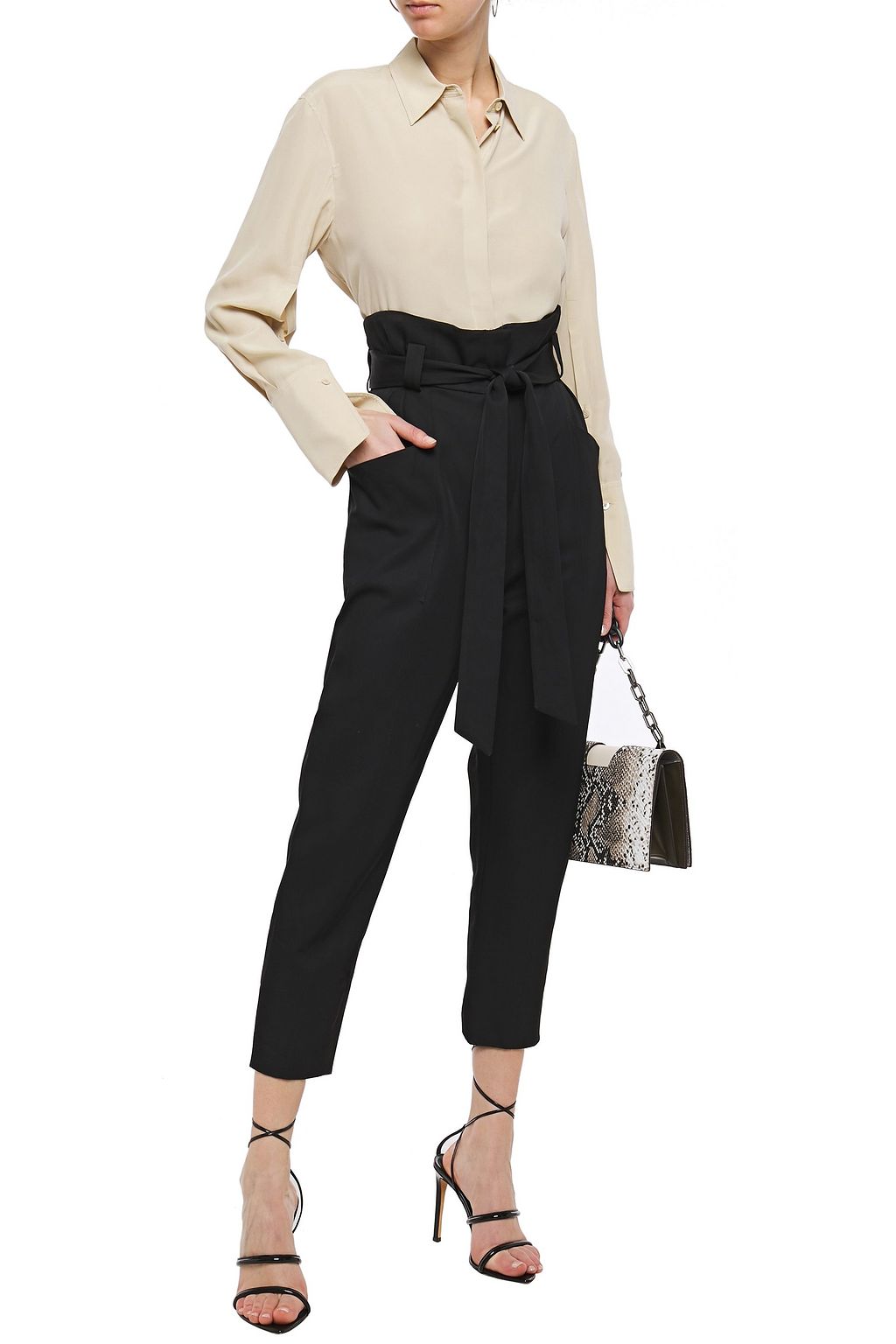 IRO Perplex cropped belted cady tapered pants