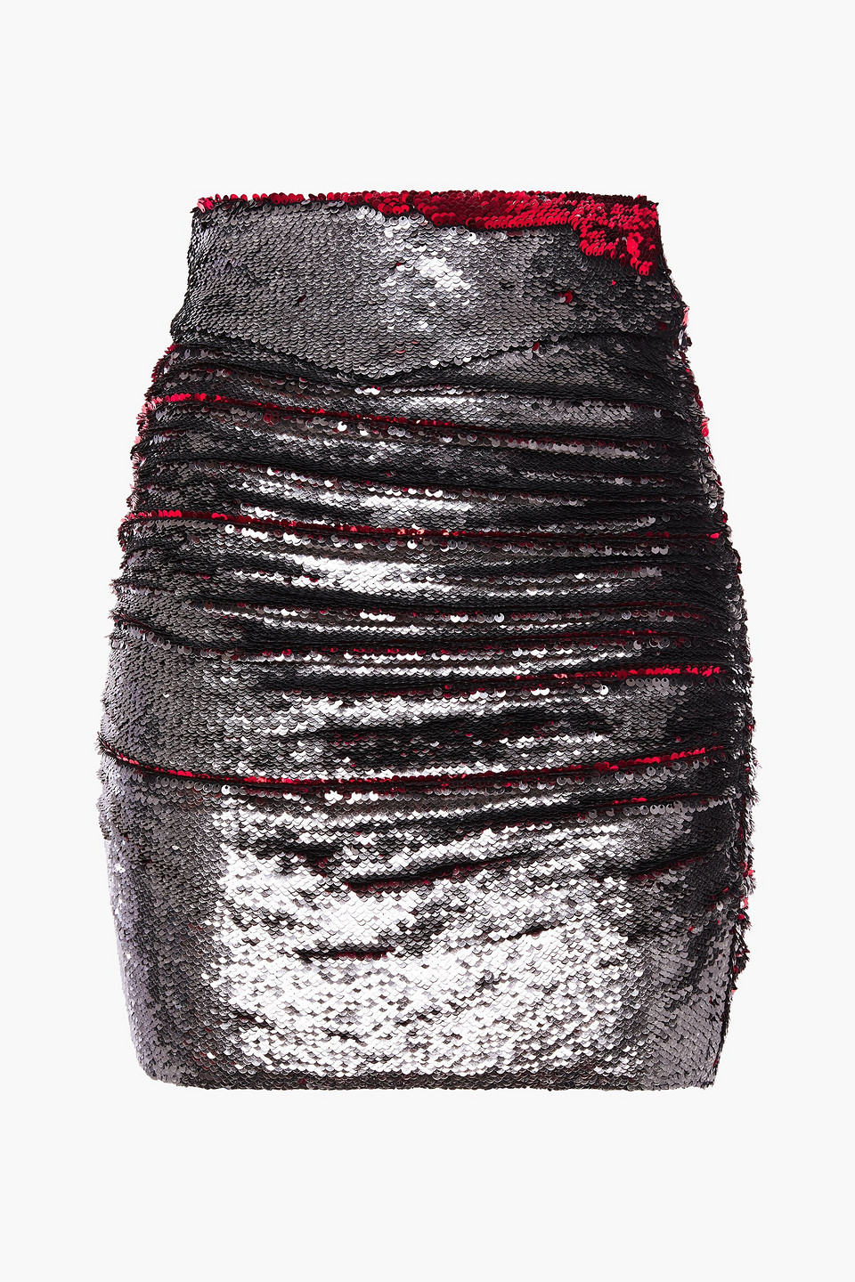 Dreaming ruched sequined mesh mini skirt