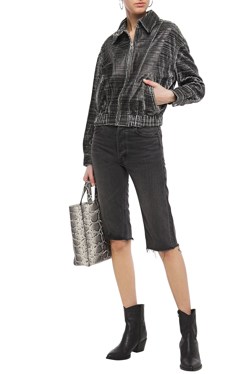 IRO Griez cracked-leather bomber jacket