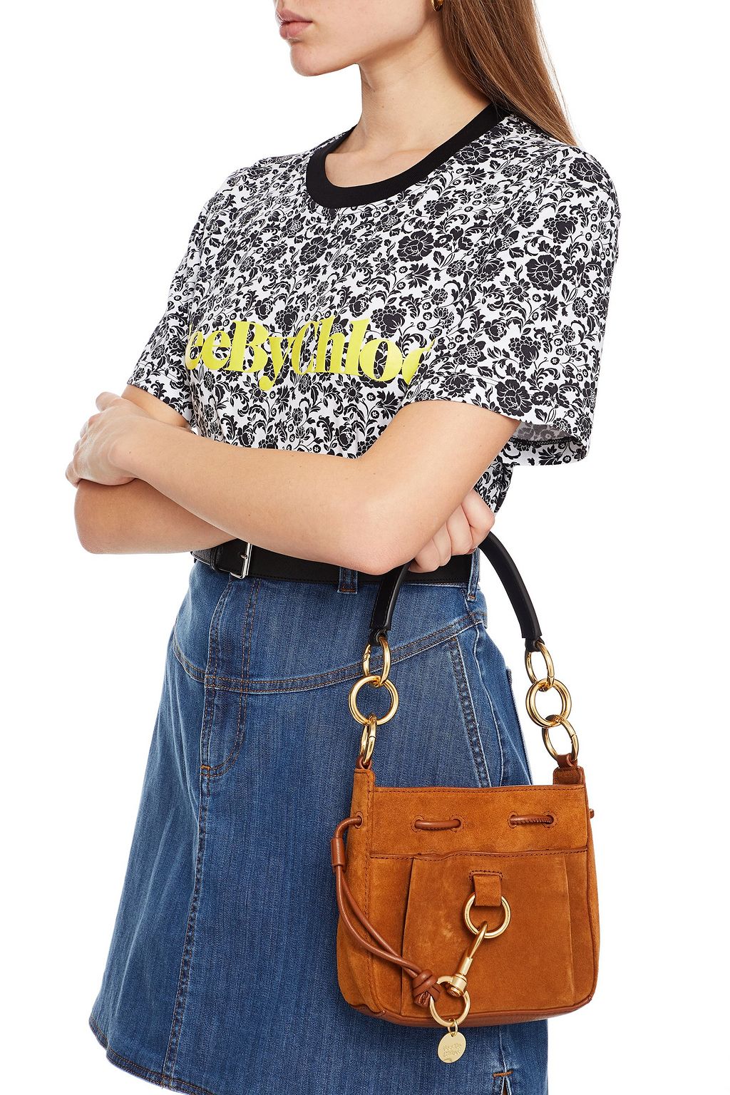 SEE BY CHLOÉ Tony leather-paneled suede bucket bag