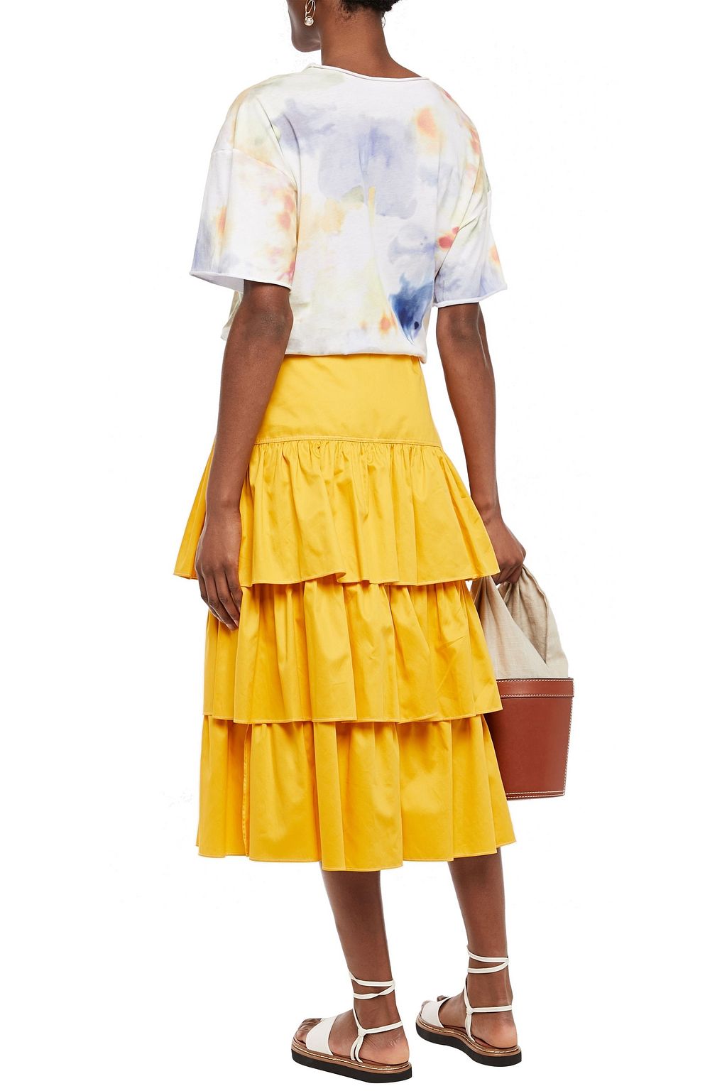 SEE BY CHLOÉ Tiered cotton-twill midi skirt