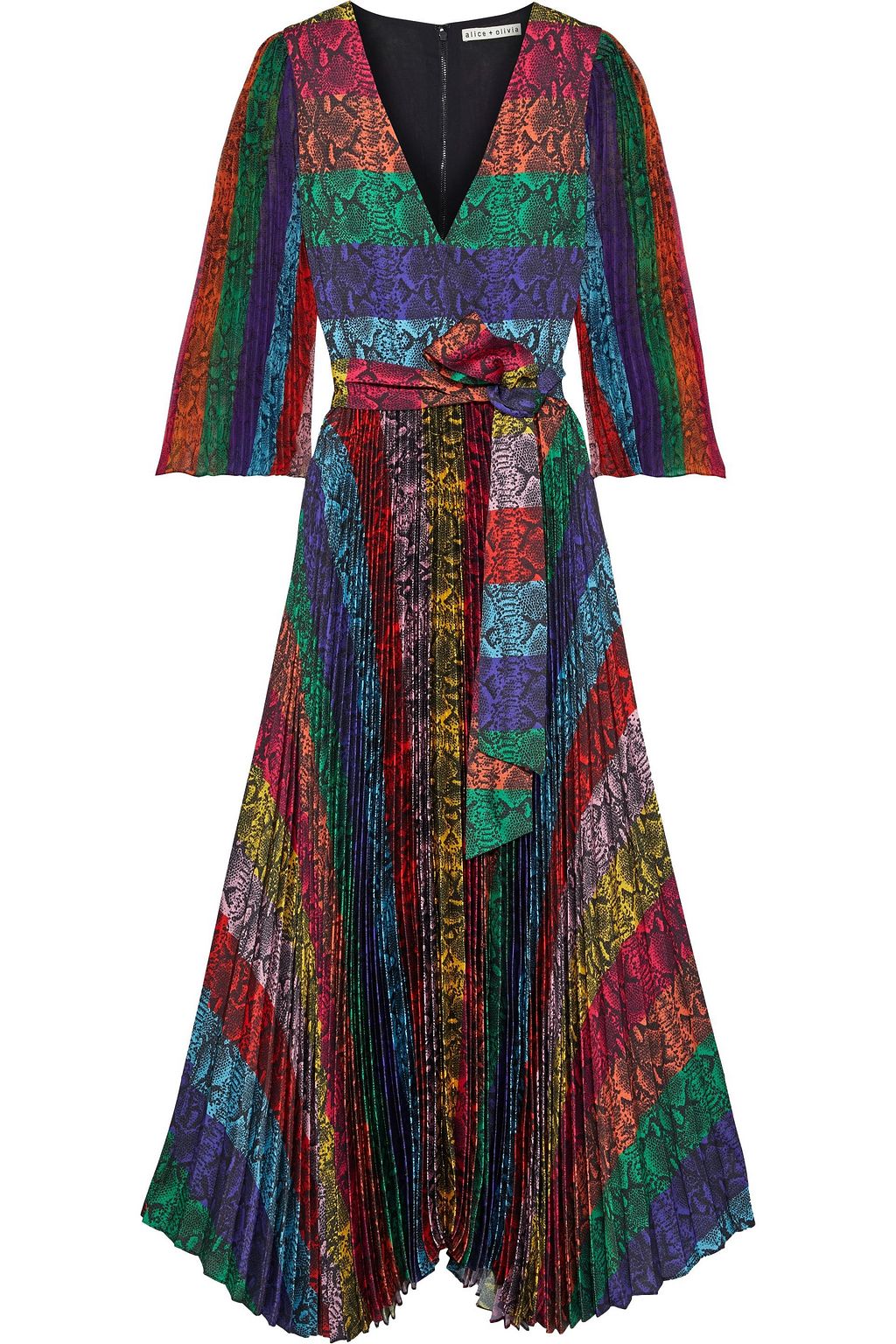 Multicolor Meryl pleated snake-print color-block satin maxi dress ...