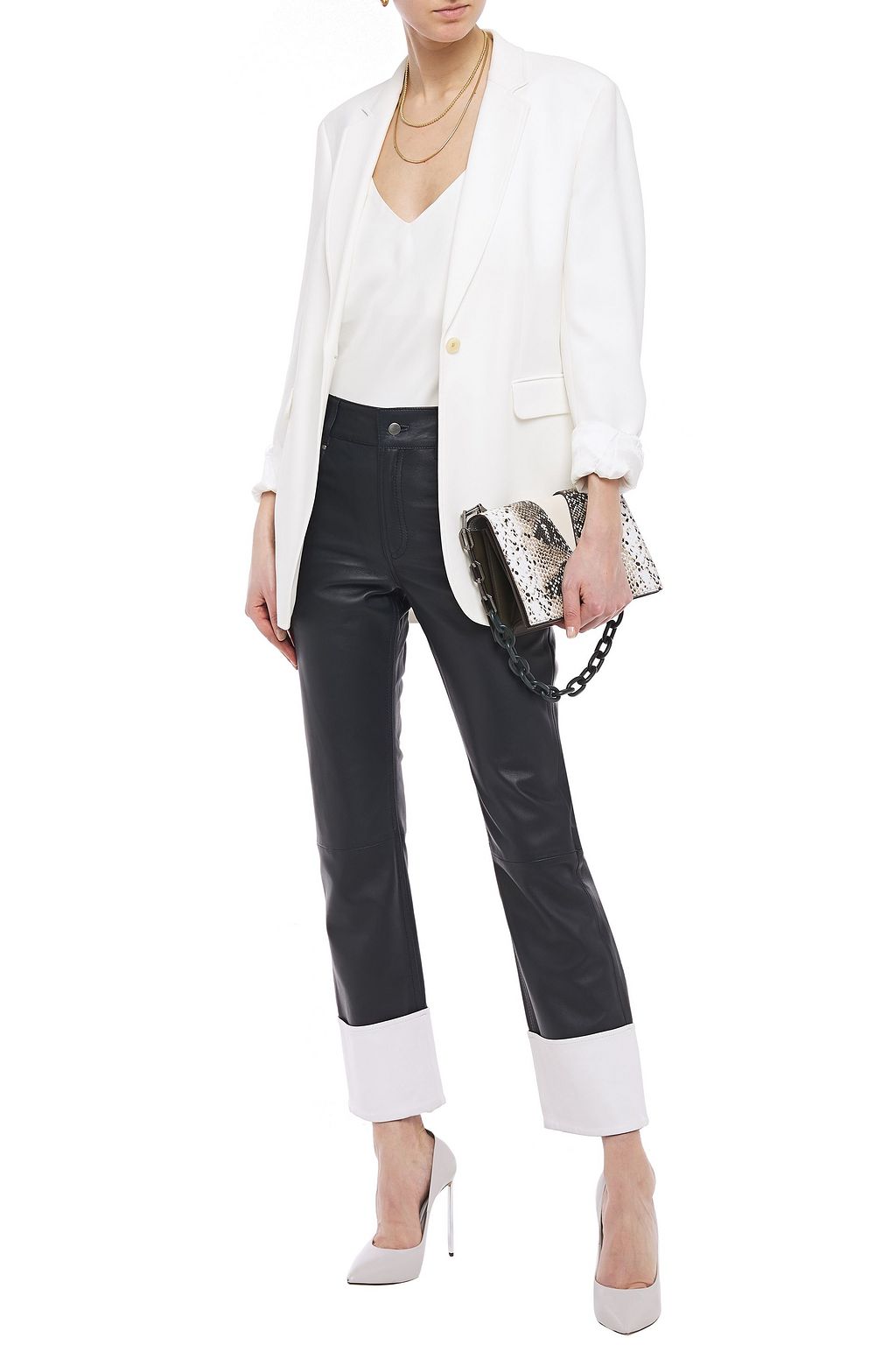 STAND STUDIO Alvina two-tone leather straight-leg pants