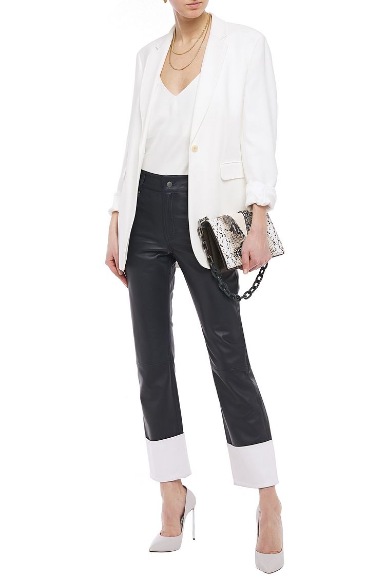 navy leather pants