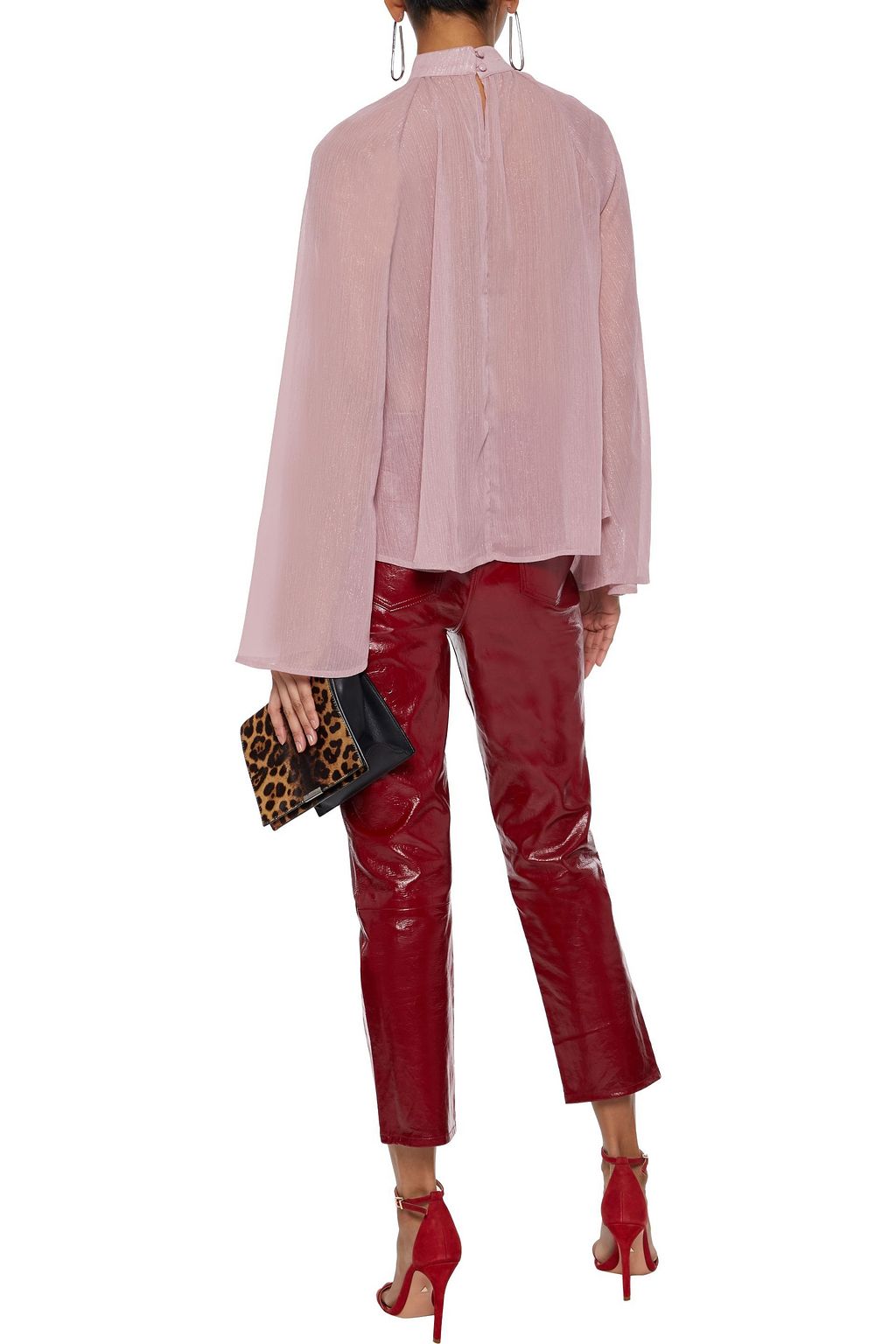 RTA Tennessee metallic crinkled-chiffon blouse
