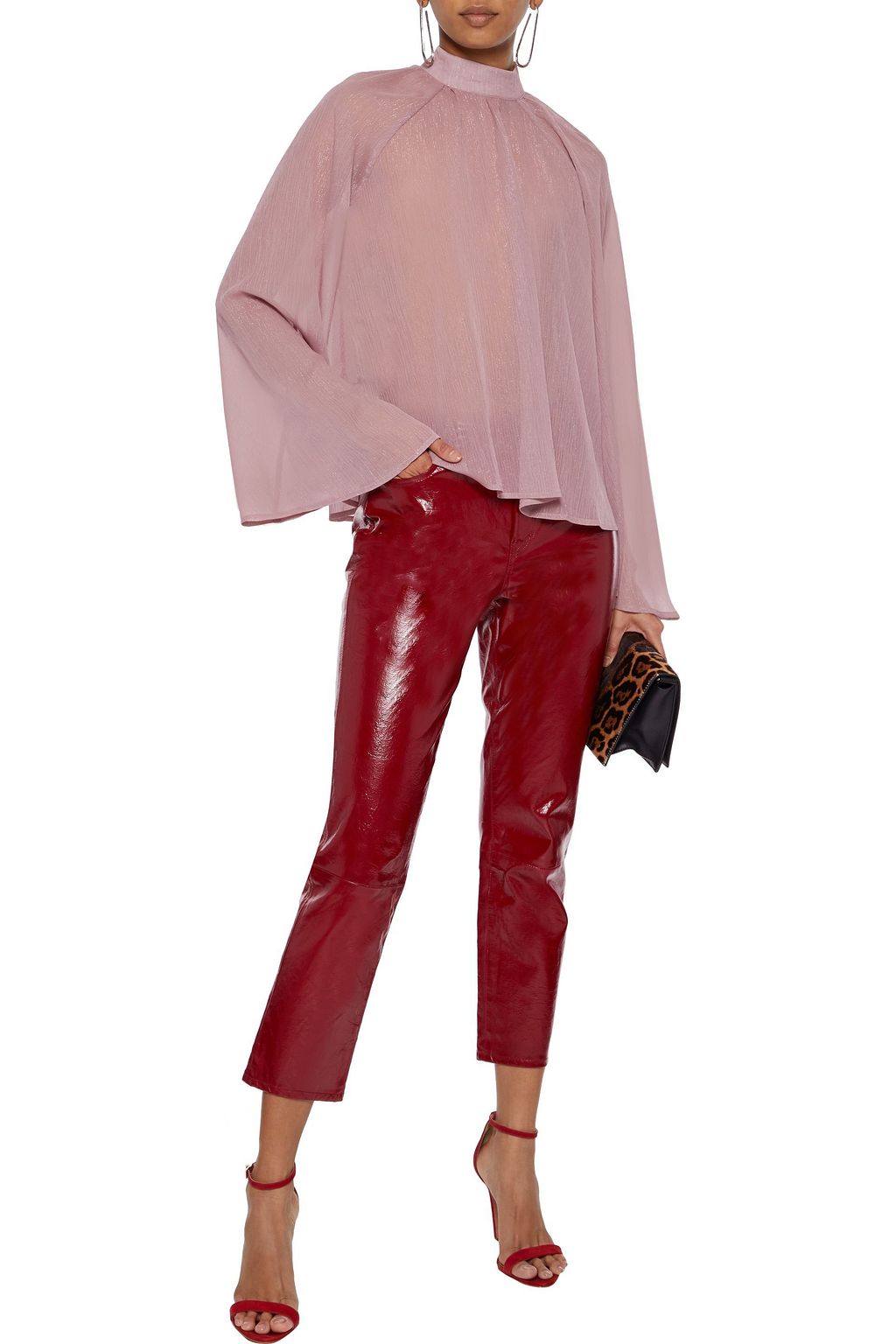 RTA Tennessee metallic crinkled-chiffon blouse
