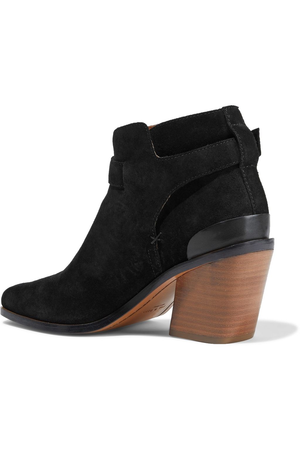 RAG & BONE Ramone buckled leather-trimmed suede ankle boots