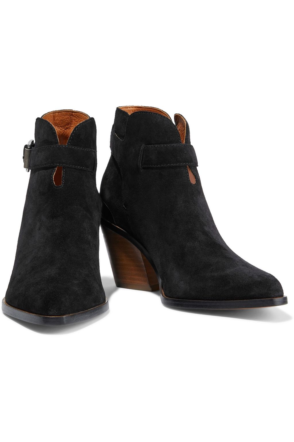 RAG & BONE Ramone buckled leather-trimmed suede ankle boots
