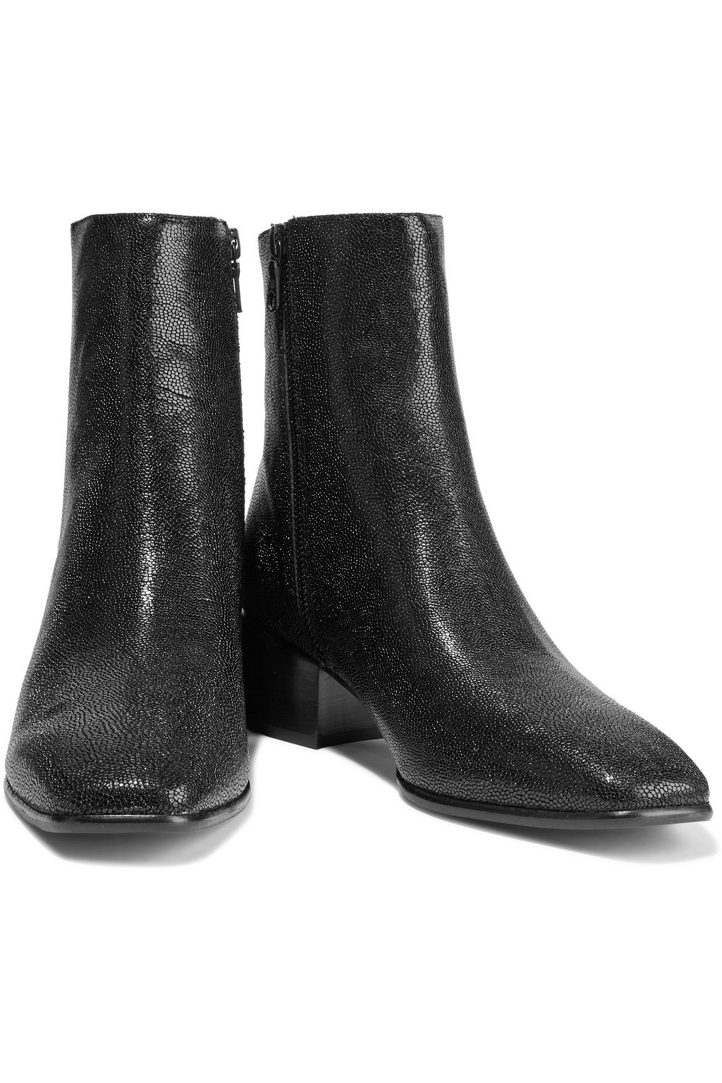 RAG & BONE Aslen glossed stingray-effect leather ankle boots