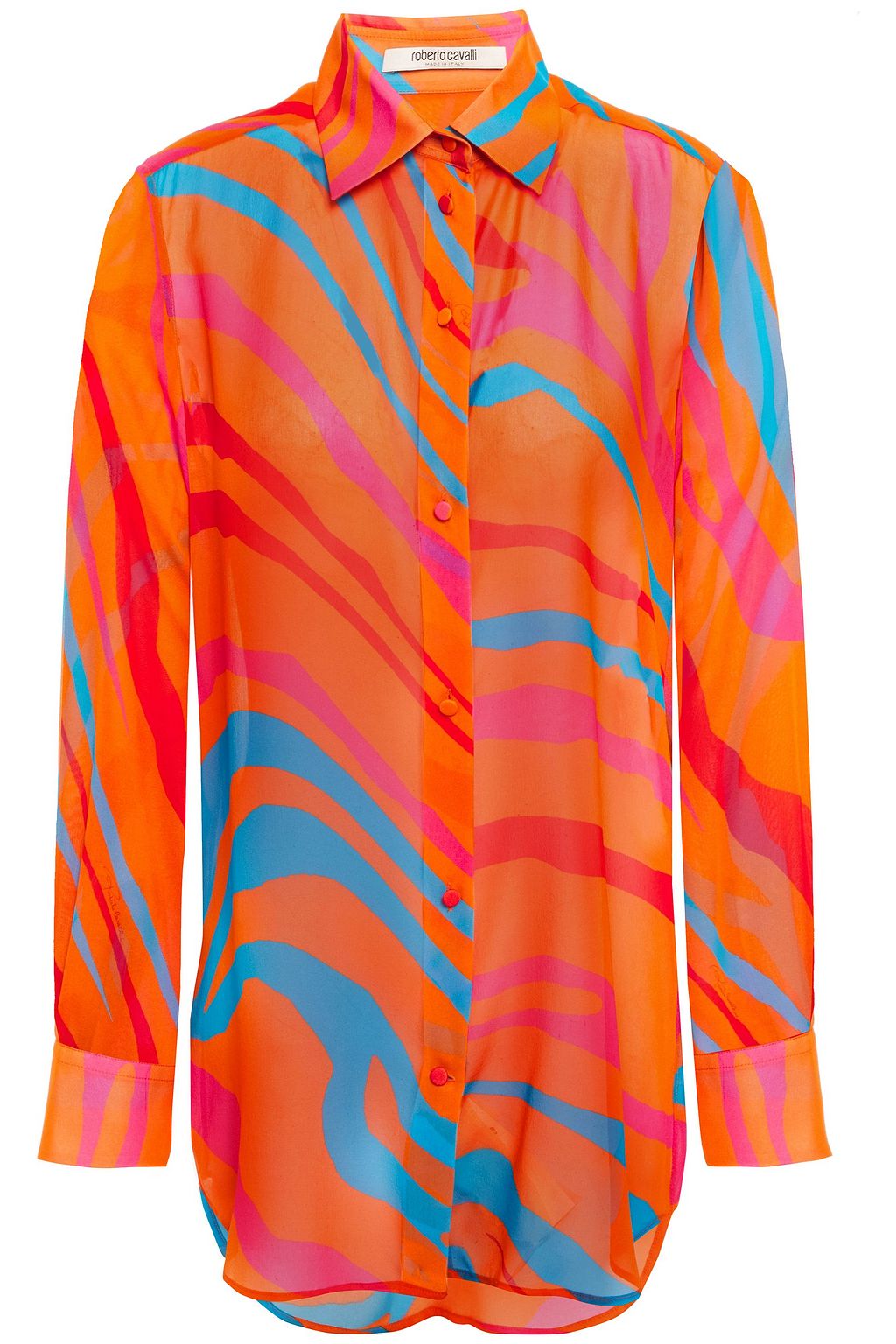 orange chiffon shirt