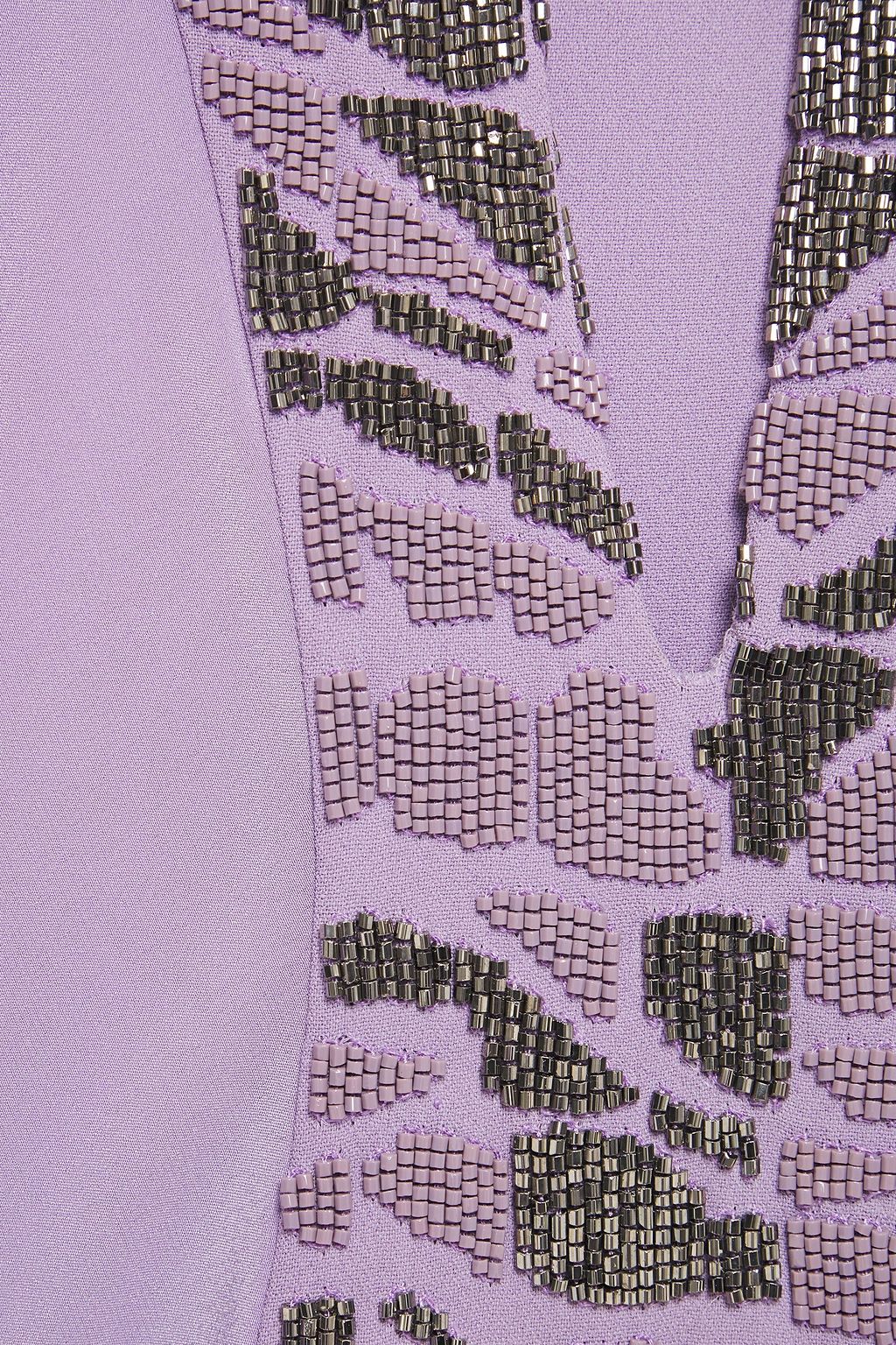 ROBERTO CAVALLI Bead-embellished crepe and crepe de chine top