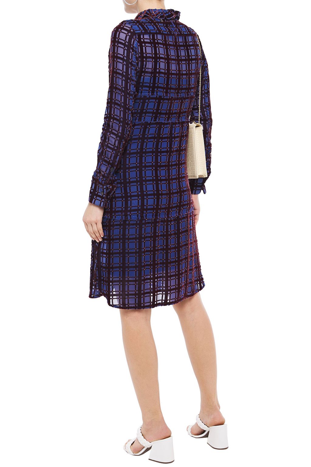 CARVEN Gathered devoré-velvet shirt dress
