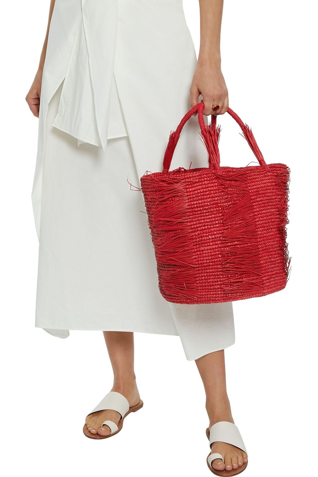 SENSI STUDIO Frayed woven toquilla straw tote