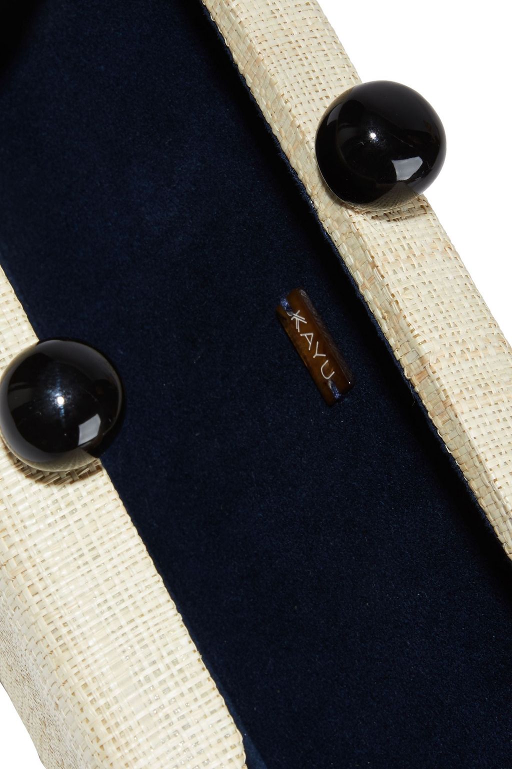 KAYU Dottie woven straw box clutch