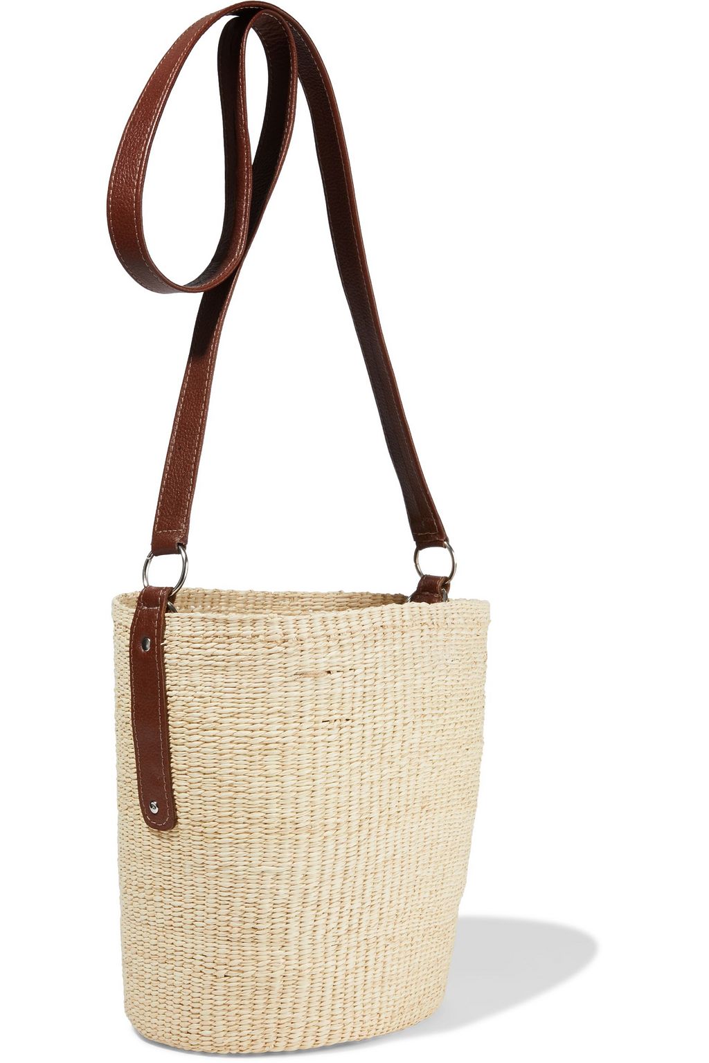 SENSI STUDIO Leather-trimmed toquilla straw bucket bag