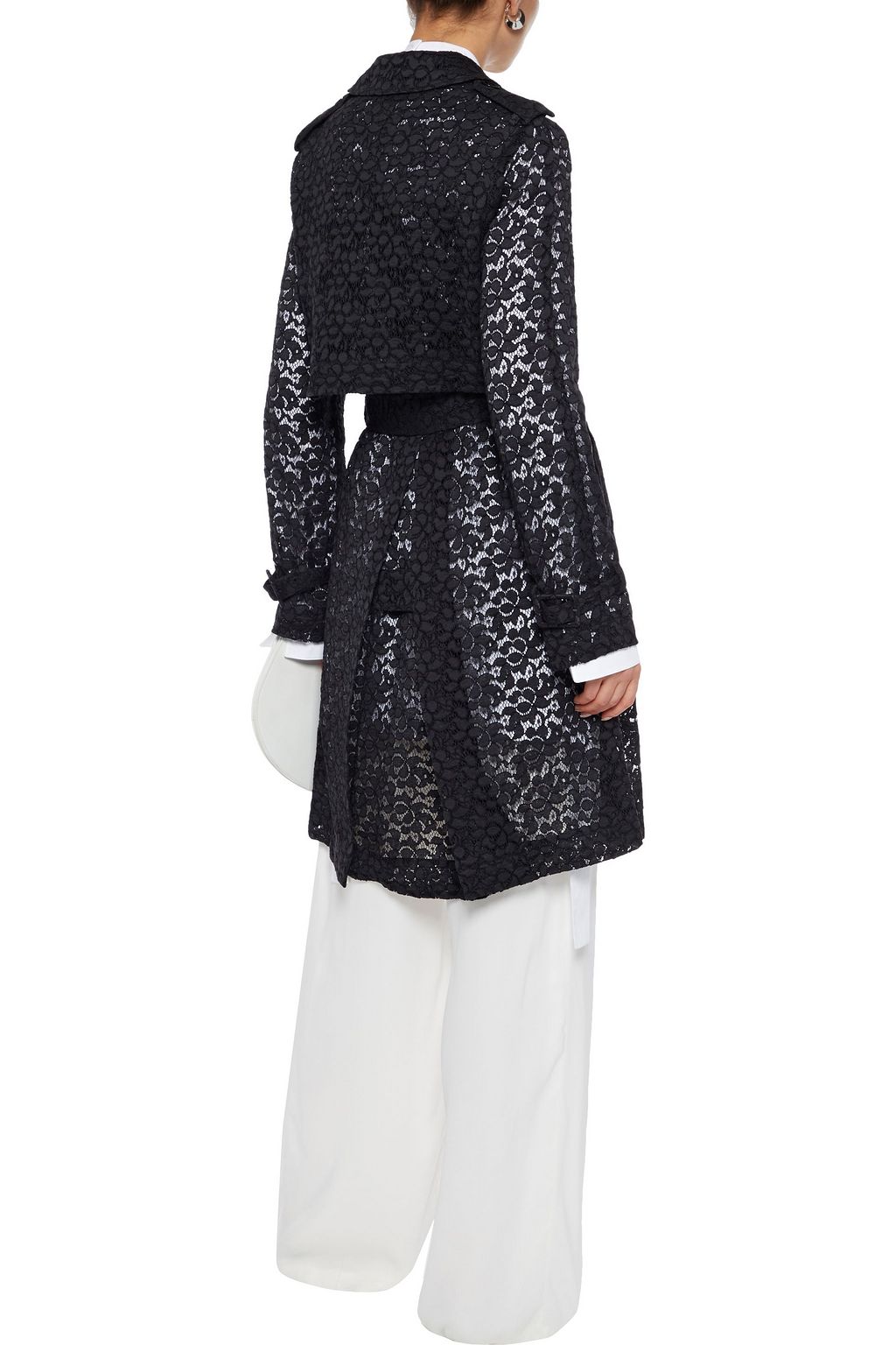 STELLA MCCARTNEY Michaela belted cotton-blend corded lace trench coat