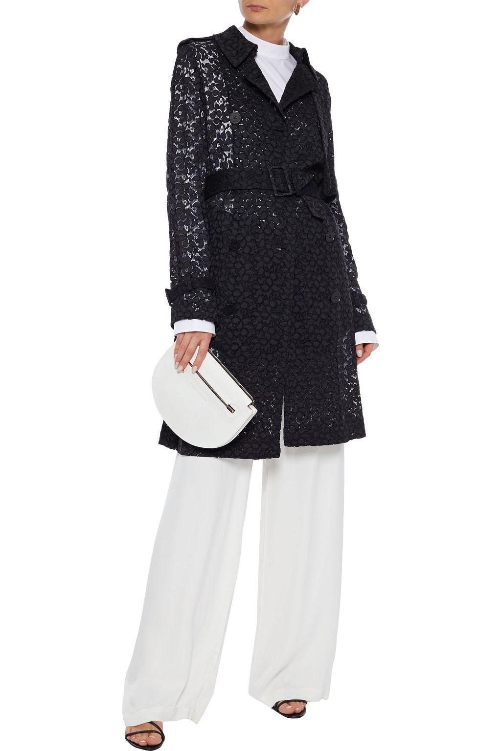 STELLA MCCARTNEY Michaela belted cotton-blend corded lace trench coat