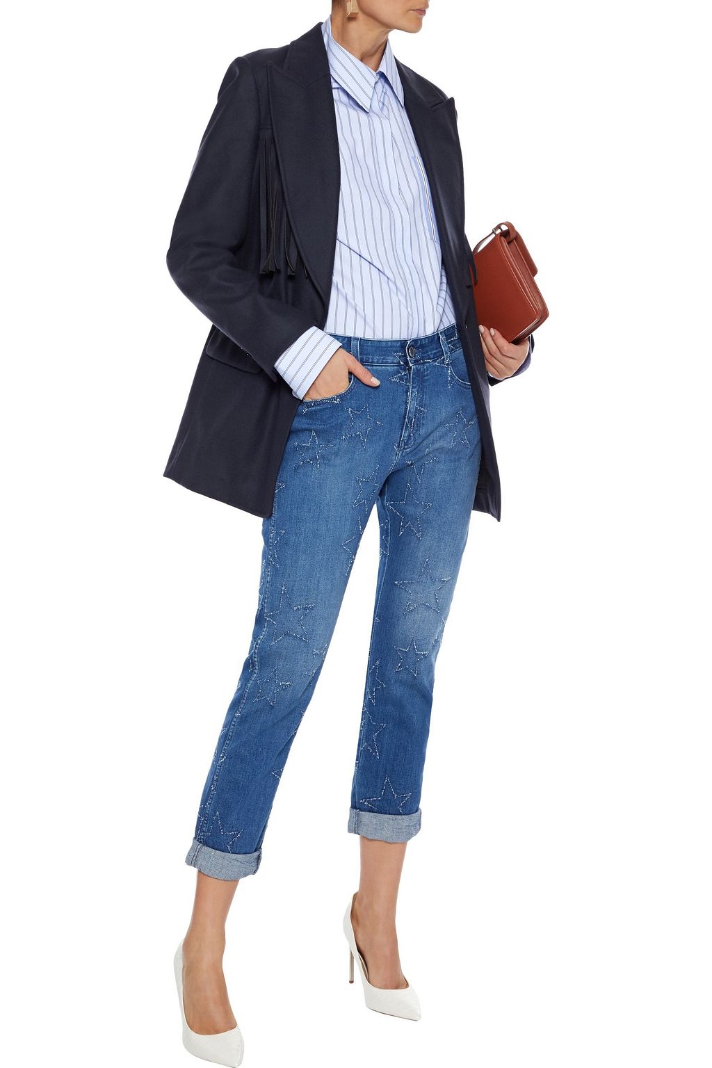 STELLA MCCARTNEY The Skinny Boyfriend cropped distressed mid-rise slim-leg jeans