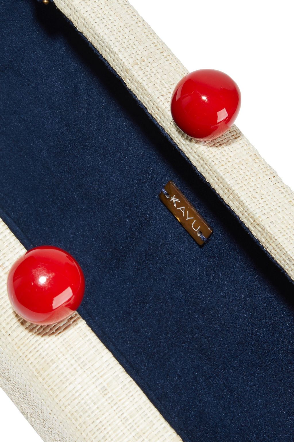 KAYU Dottie woven straw box clutch