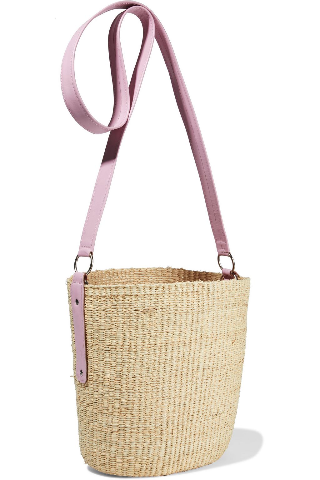 SENSI STUDIO Leather-trimmed toquilla straw bucket bag