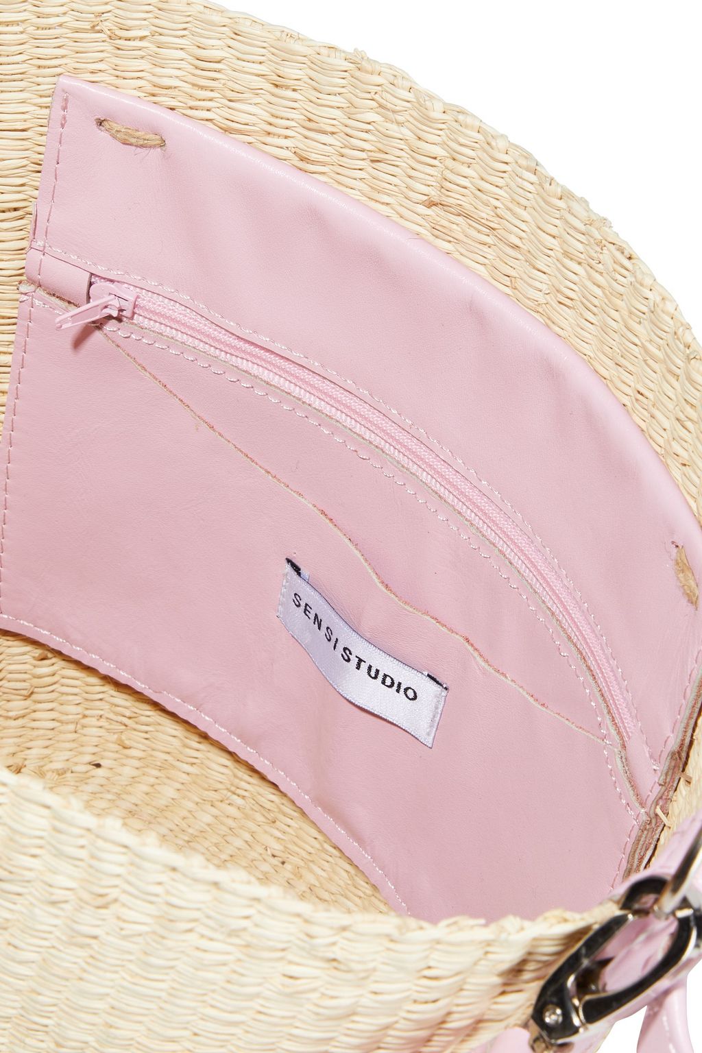 SENSI STUDIO Leather-trimmed toquilla straw bucket bag