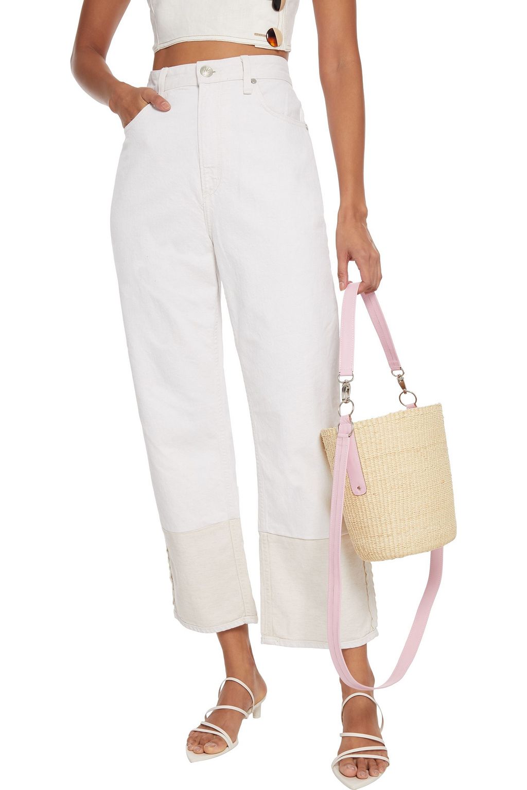 SENSI STUDIO Leather-trimmed toquilla straw bucket bag