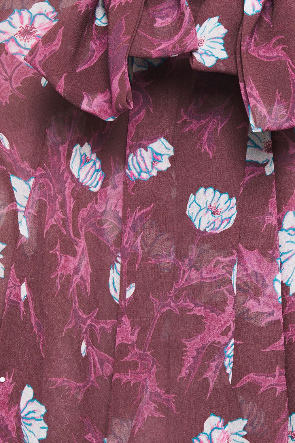 CARVEN Pussy-bow floral-print voile blouse
