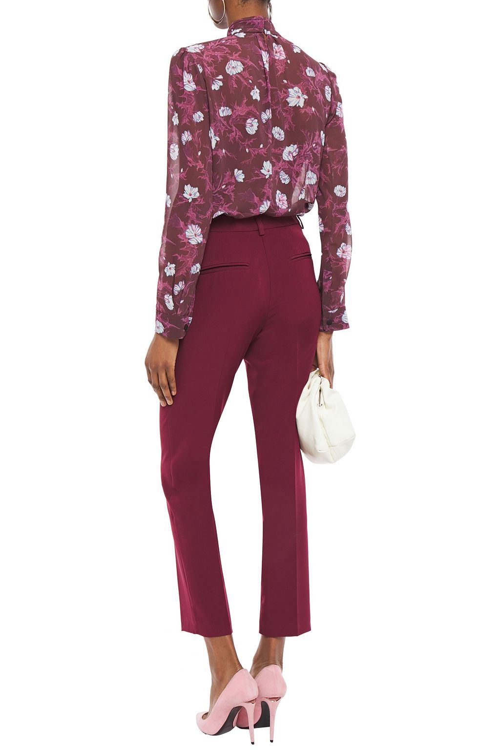 CARVEN Pussy-bow floral-print voile blouse